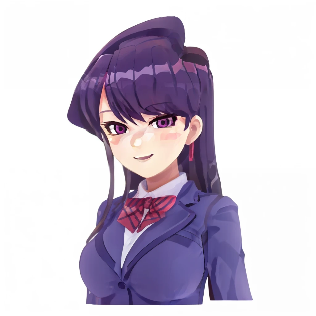 a close up of a toy figure of a girl with purple hair, good smile company anime style, nendroid, nendoroid, style as nendoroid, close up of Komi Shouko, ( highly detailed figure ), by Jin Homura, nendoroid 3 d, nendoroid eyes, water color nendoroid coloredic0n icon