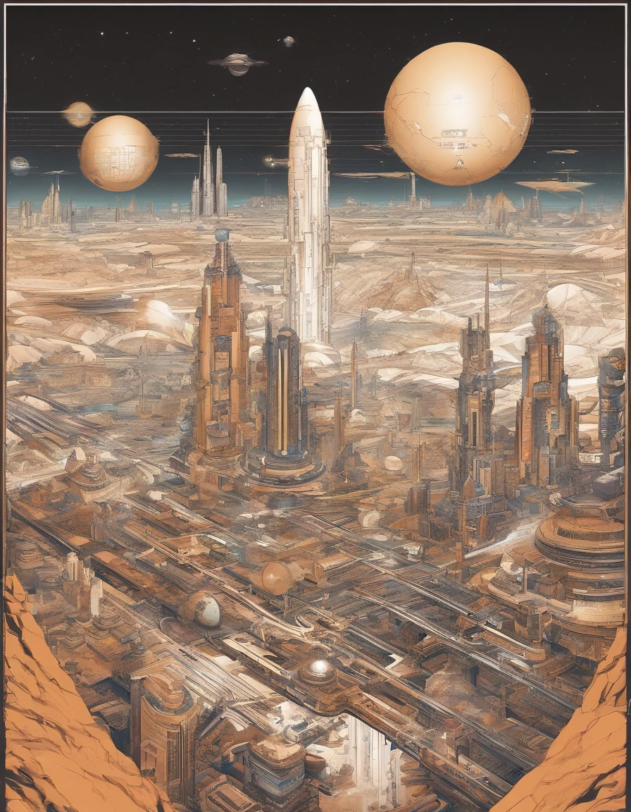 Look down from the top of the mountain,Super giant mechanical Buddha statue,Worship hordes of robots,Steampunk city,super-fine,8K,Works of masters,Meticulous mechanical depiction,OC renderer,