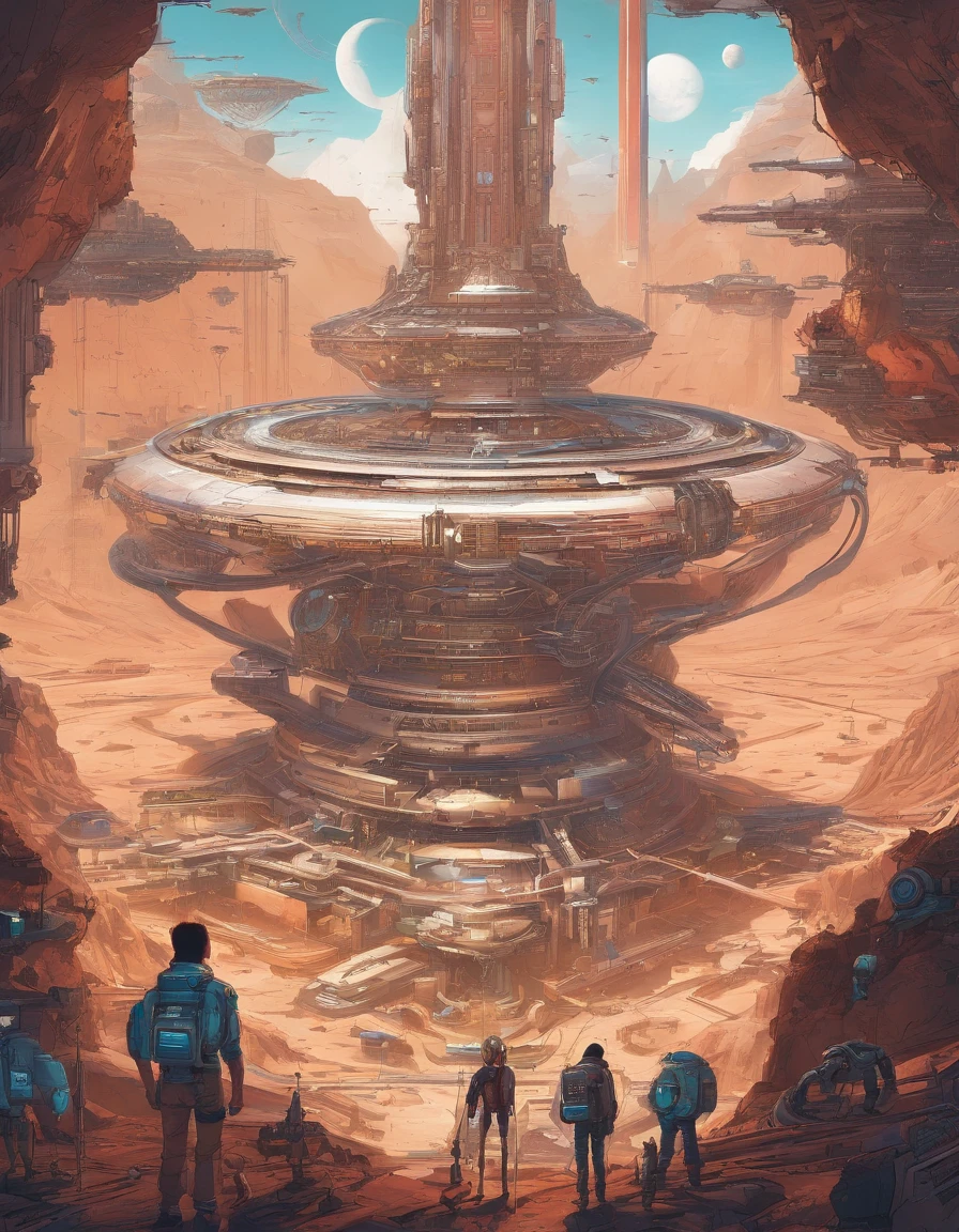 Look down from the top of the mountain,Super giant mechanical Buddha statue,Worship hordes of robots,Steampunk city,super-fine,8K,Works of masters,Meticulous mechanical depiction,OC renderer,