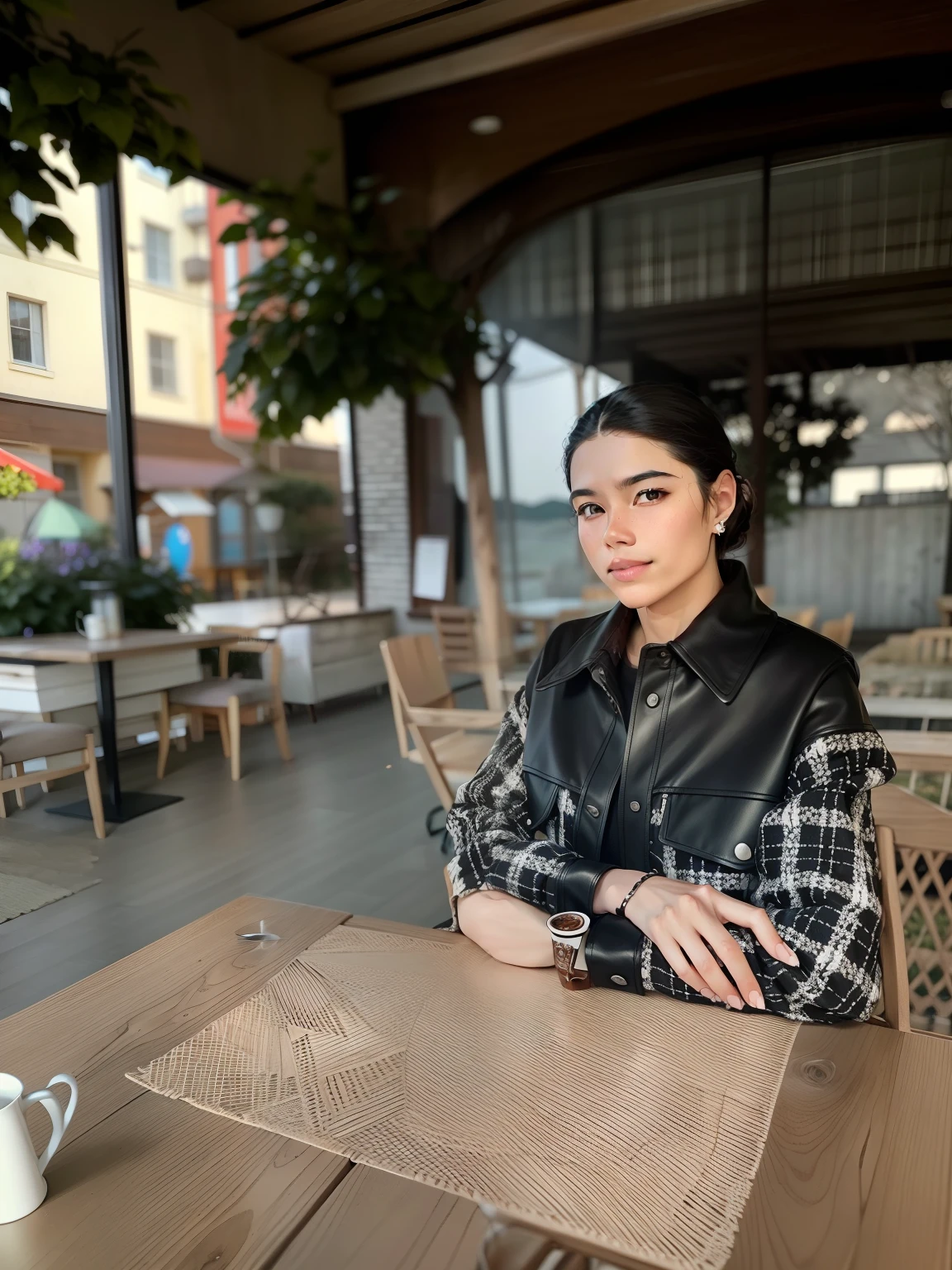 Beautiful table, wooden table, Coffee on the table,cup on the table, Beautiful view of the table
