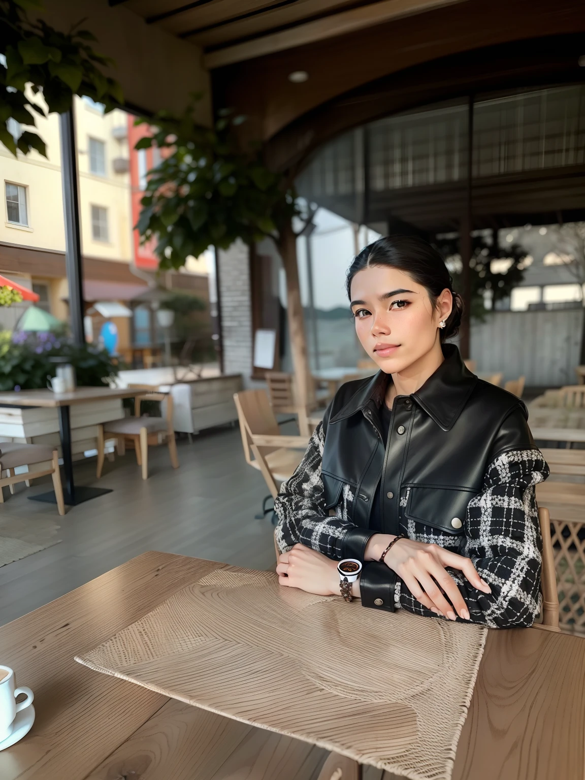 Beautiful table, wooden table, Coffee on the table,cup on the table, Beautiful view of the table