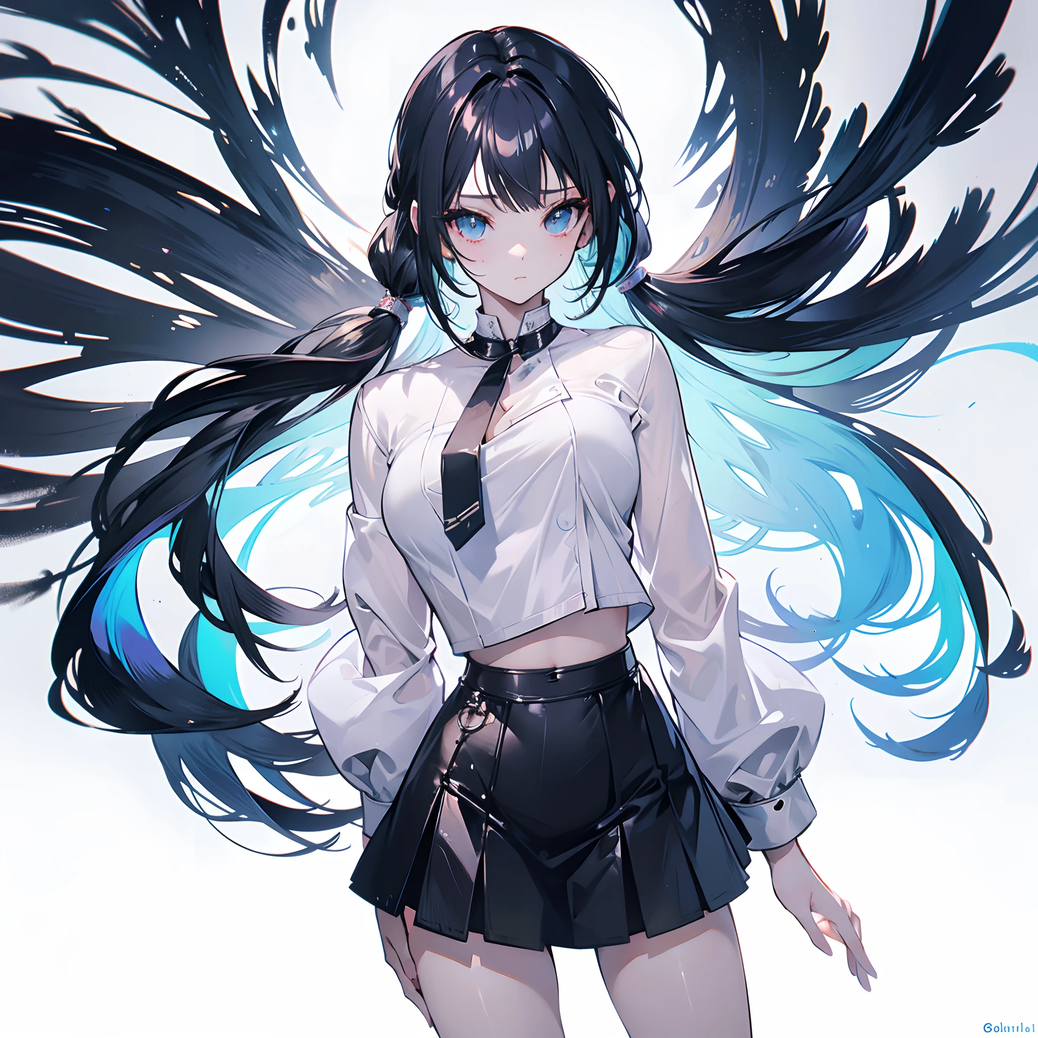 near future、sologirl、full body Esbian、poneyTail、White blouse、pleatedskirt、posterior view、undergarment、A sexy、Cute、Thin leg、highly accurate、