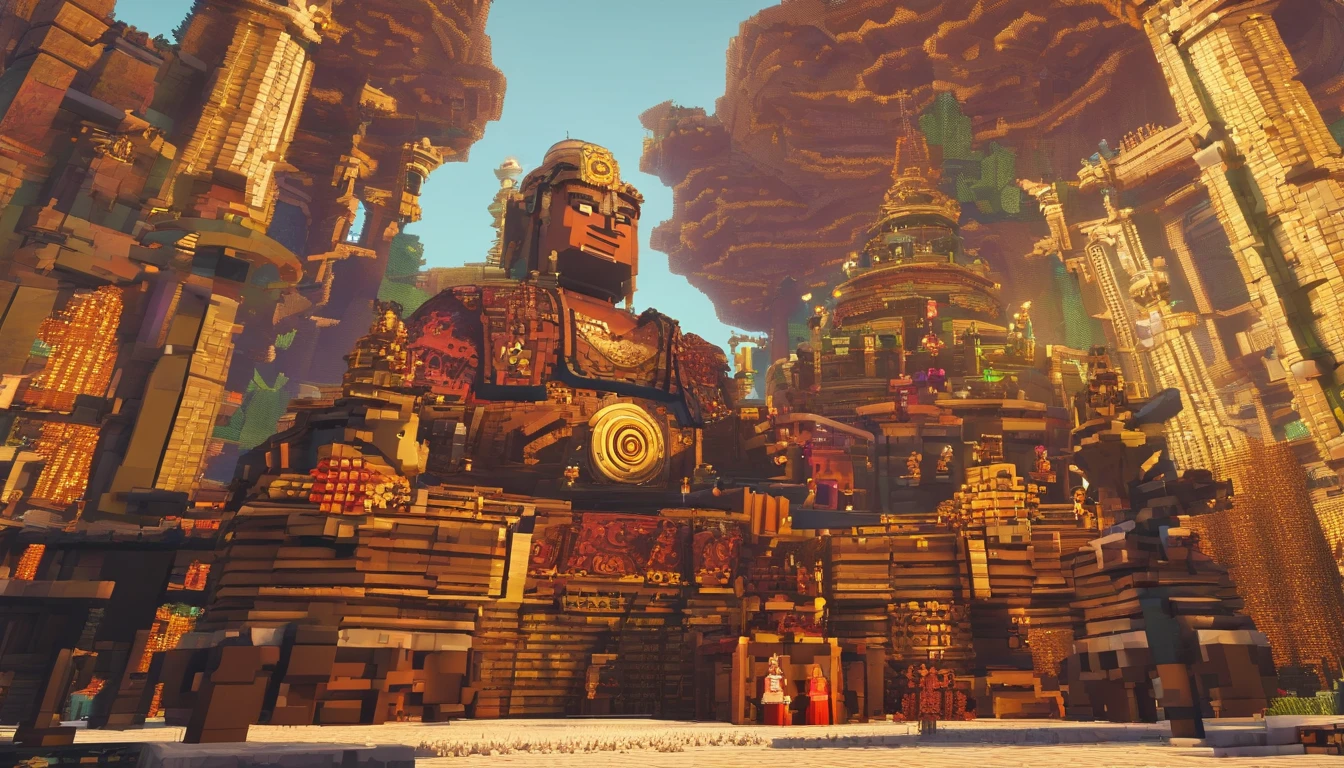 Super giant mechanical Buddha statue,Adoring crowds,In steampunk style,super-fine,8K,Works of masters,Meticulous mechanical depiction,OC renderer,