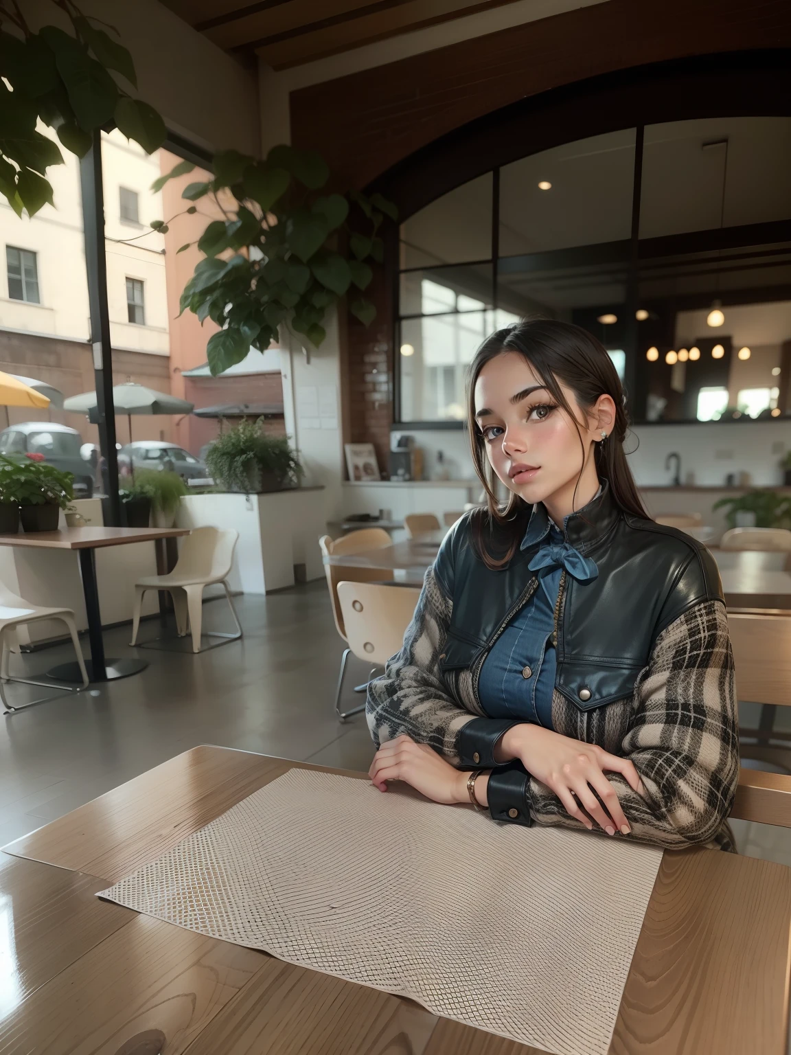 Beautiful girl at the table
