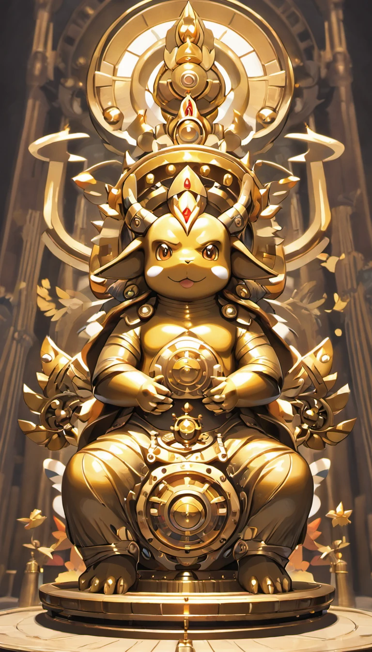 Super giant mechanical Buddha statue，Adoring crowds，In steampunk style，super-fine，8K，Works of masters，Meticulous mechanical depiction，OC renderer，