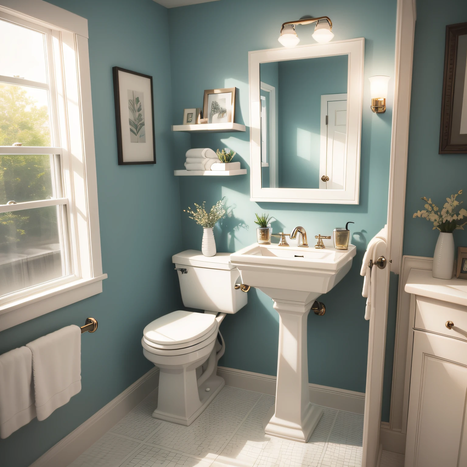 Small bathroom decor with  Faucet Fixtures & Final Touches