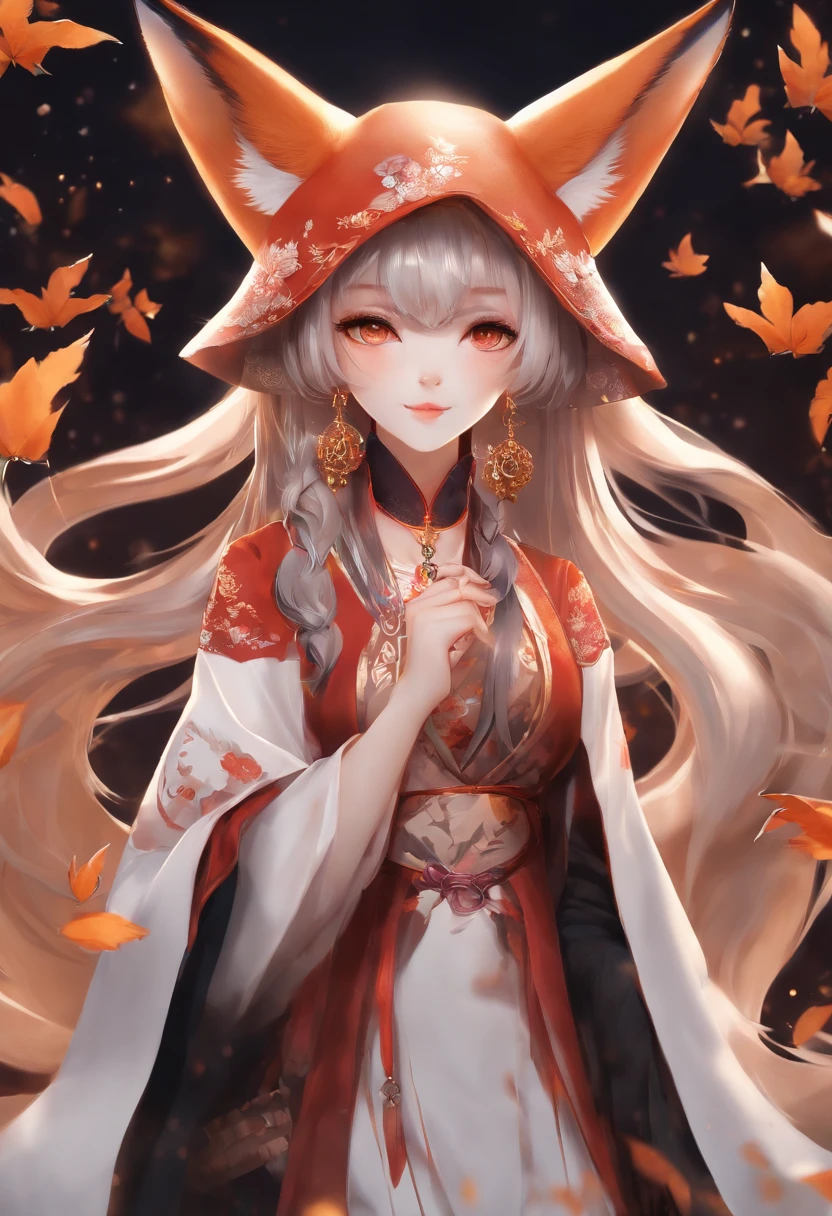 1girll,Solo,, offcial art, Unity 8k wallpaper, Ultra detailed, Beautiful and aesthetic, Beautiful, Masterpiece, Best quality,, Kitsune witch, kitsune mask, Haori jacket, Foxfire spell, The fox is familiar, Transformation,