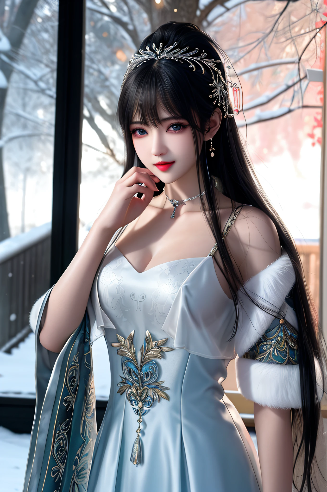 hanfu-song, Hanfu, Song Theme, Drawcord, Pipe top, ((Bare shoulders)), ((Full breasts)), ((The skirt is very short)), ((Lifting the skirt with hands)), ((whole body)), actual, Fashion Girl, red lips, Become a, Exquisite makeup, big eyes, beautiful, (best quality, masterpiece:1.2), Super detailed, (actual:1.37), ((Random Scenes, Random shooting angle)), ((Sexy long legs)), Young and energetic, Charming model, (Exquisite eyes, delicate lips), Show a bright smile, Create stunning girl images, warm color, Color Saturation Extreme Art, Extremely detailed CG, Unity 8k Wallpaper, (High Dynamic Range :1.4), (Atmosphere),(Soft colors), (Natural skin texture, ultra-actual, Soft Light, sharp),(Very detailed), night, moonlight