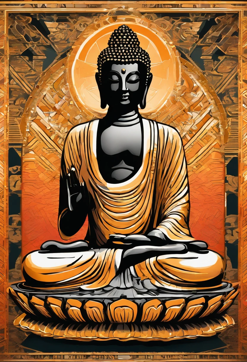 BUDDHA STATUE, stone, Texture, Tall, Majestic, The background is illuminated by sunlight, music, drum, hiphop, rockstar