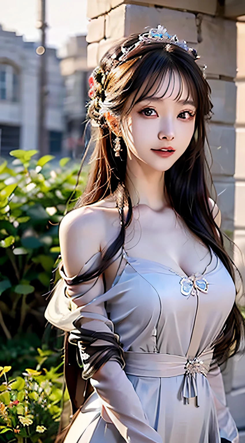 araffe asian woman in white dress posing for a picture, Guviz-style artwork, chengwei pan on artstation, Cinematic. author：Leng Jun, Guviz, WLOP and Sakimichan, 8K Artgerm bokeh, wlop and ross thran, a beautiful fantasy empress