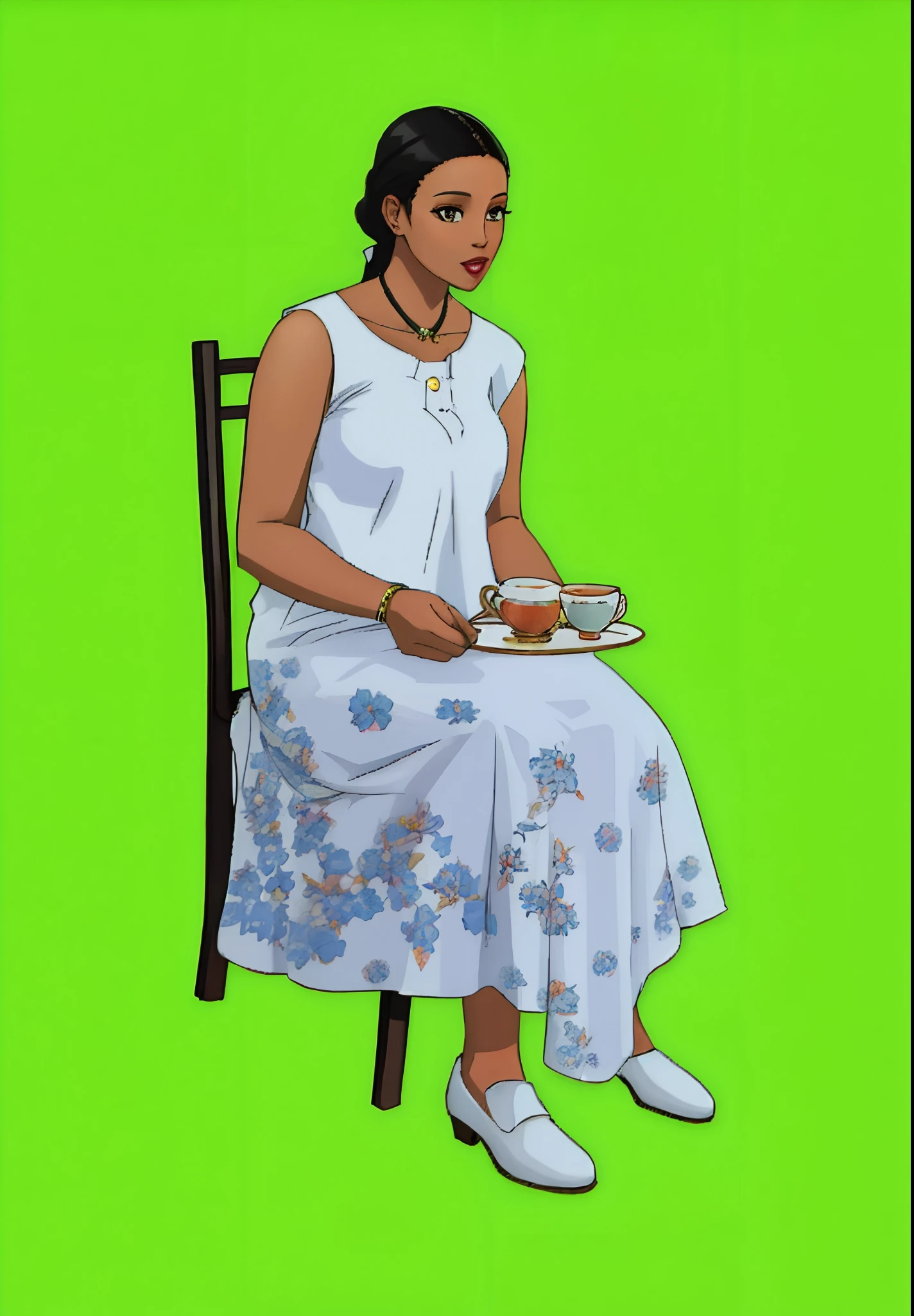 black woman with tea tray in hand