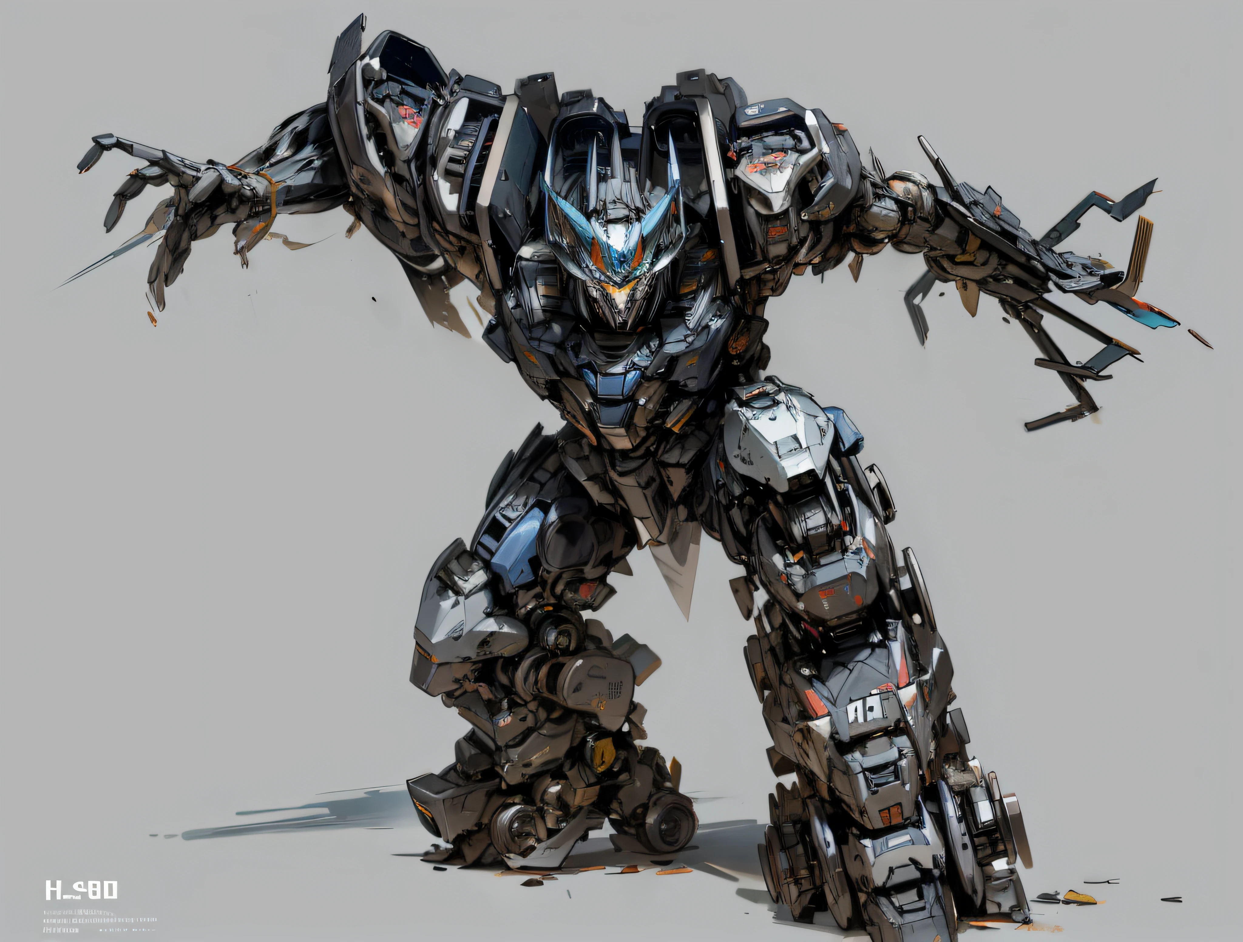 Close-up of robot with broken arm and leg, In the movie《Transformers》Curly, dark grey decepticon mech, From Transformers, concept art h 8 0 0, transform, Gothic transformers, transformers cinematic universe, transformers movie style tech, Transformers!!!!!!!!!!!!!, hd concept art, Transformers : the last knight, Transformers, transformers war for cybertron, Transformer technology