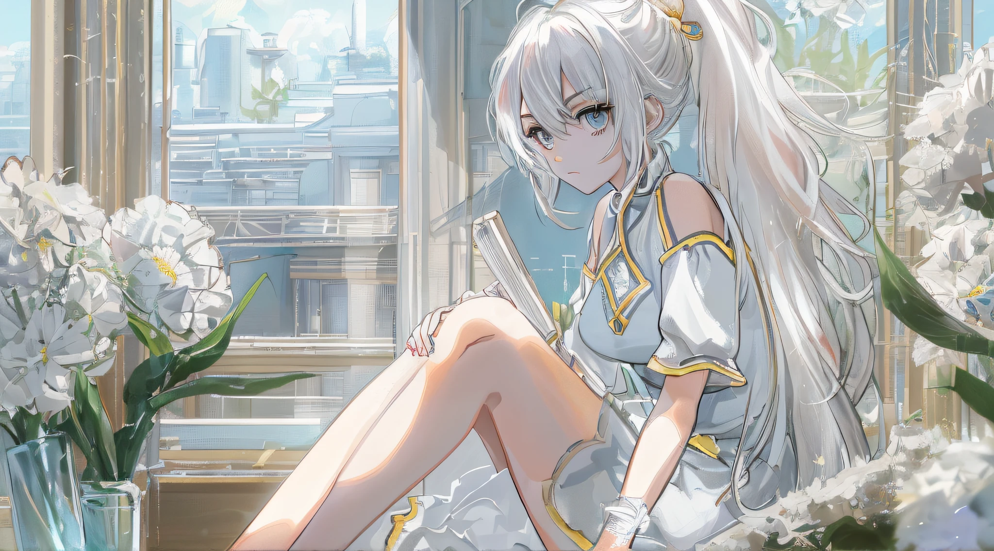 robot girl,skirt_lift,tank top,white ankle socks,areola_slip,flat_chest,2girls,incest