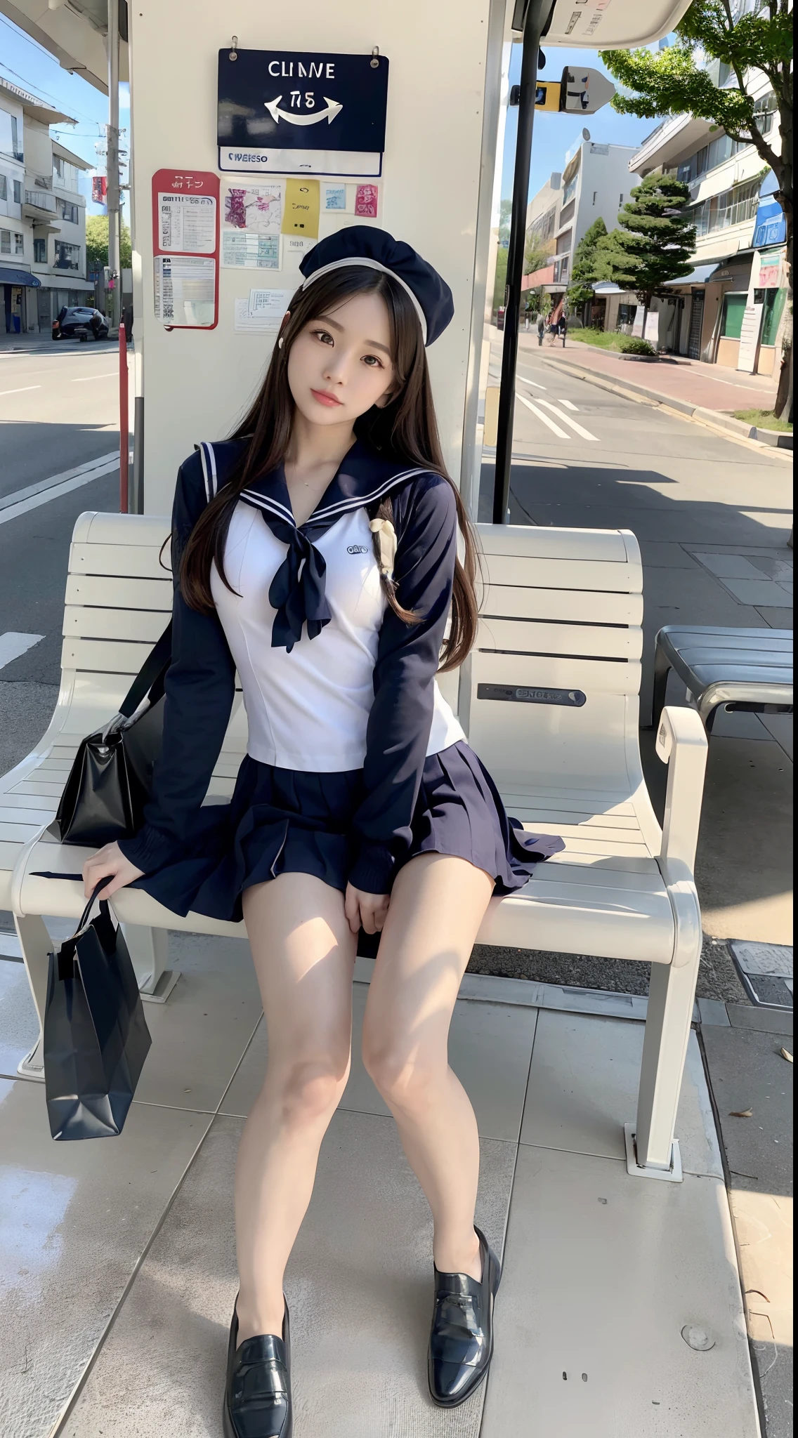/*Quality writing*/Sho
Top quality, 16 K, masutepiece, hyperdetailed face, very detailed lips, Detailed eyes, Realistic pupils,
BREAK,
/*Characters and expressions*/
Extremely beautiful girl, japanaese girl, 1 girl, 18 years old, Light on Face, (Wavy Hair:1.2), (Very sweet smile:1.1),
BREAK
/*garments*/
(Sailor Uniform:1.3) , (Purple collar and ribbon:1.1), (Purple pleated skirt:1.3),
/*Pose*/
(Lift the hem of the skirt, Lift the hem of the skirt with both hands, Lift the hem of the skirt yourself:1.2), (Show panties:1.3), nice hand, Perfect hands,
BREAK
/*Angular posture*/
(Sitting on the train:1.3), Looking at Viewer