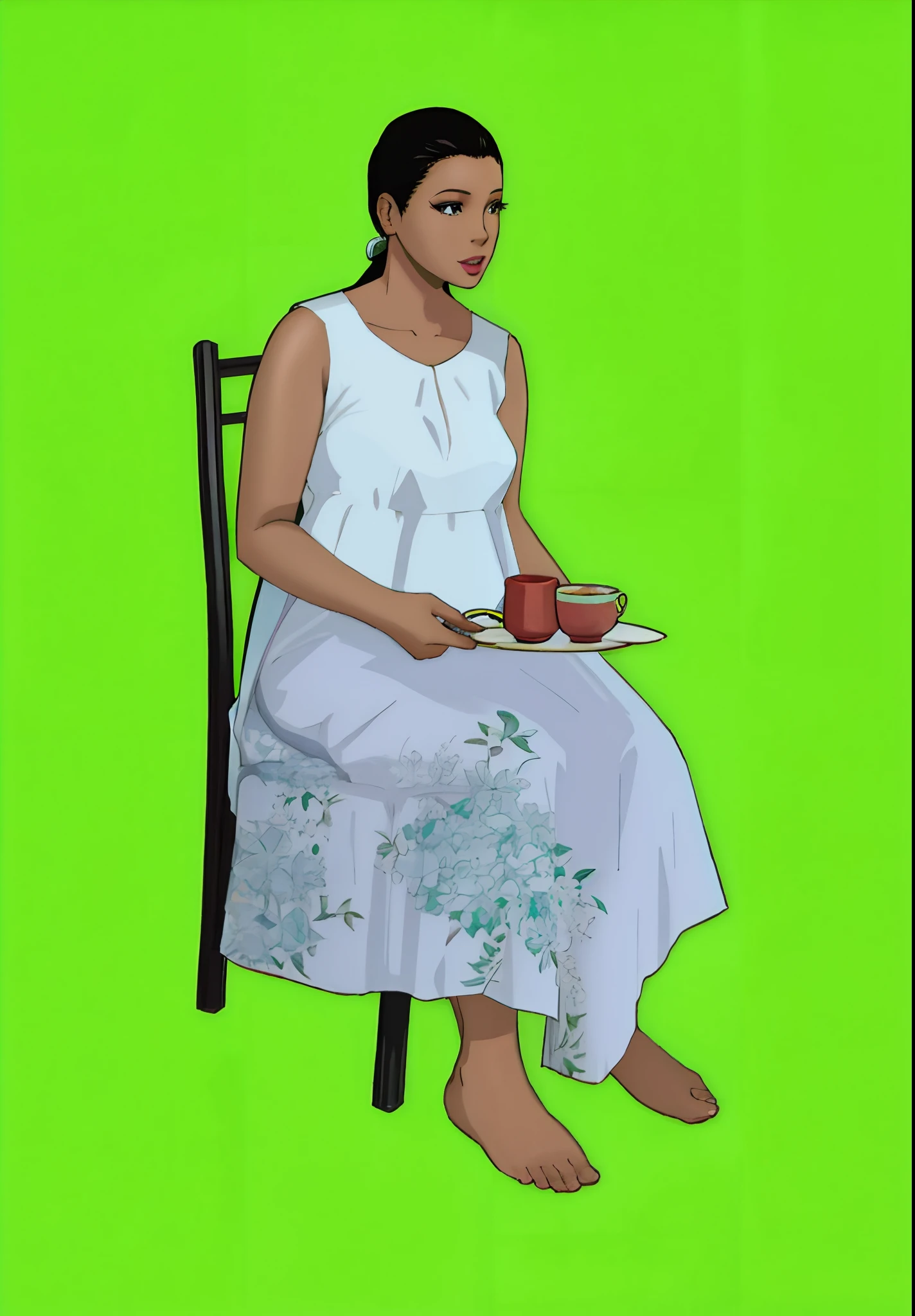 black woman with tea tray in hand