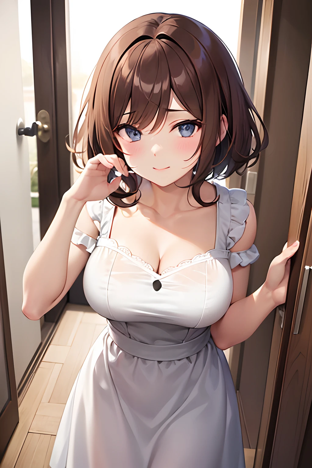 tits、White bra、Embarrassed