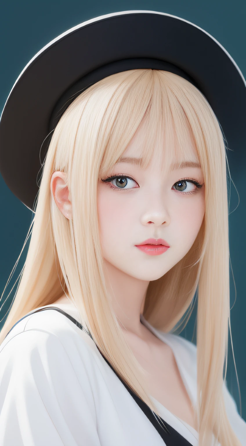 long whitr hair，Anime girl with white shirt and black hat, a beautiful anime portrait, Beautiful character painting, Guviz-style artwork, Guviz, Stunning anime face portrait, beautiful drawing style, Beautiful anime style, Beautiful anime girl, Chinese girl, traditional drawing style, Beautiful anime face, cute delicate face, Portrait of an anime girl