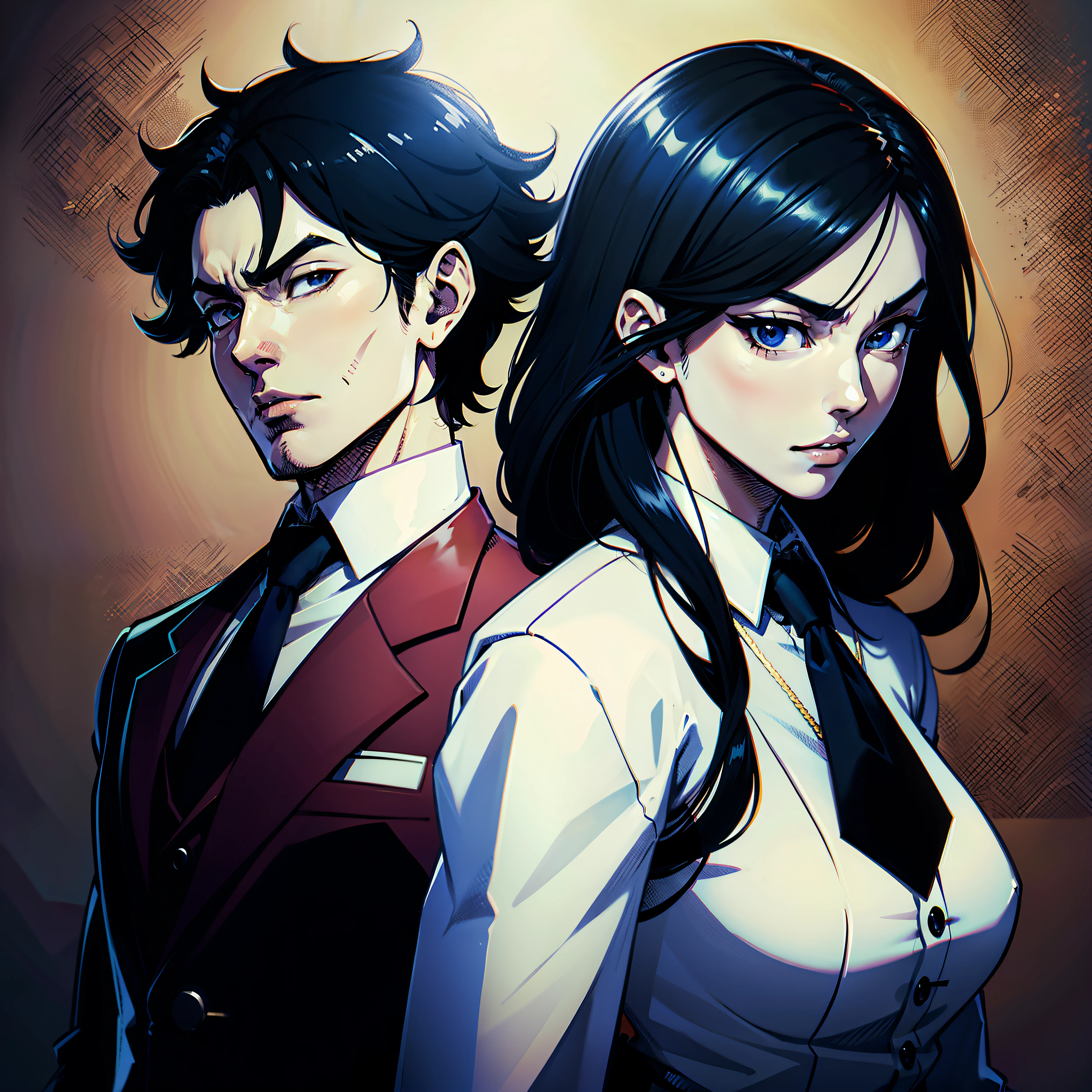 Anime - style illustration of a man with a tie and a shirt, cara bonito na arte demon slayer, shigenori soejima illustration, arte chave do anime, handsome japanese demon boy, arte de anime digital detalhada, kentaro miura manga art style, Digital anime illustration, inspirado em Okumura Masanobu, Kentaro Miura Art.