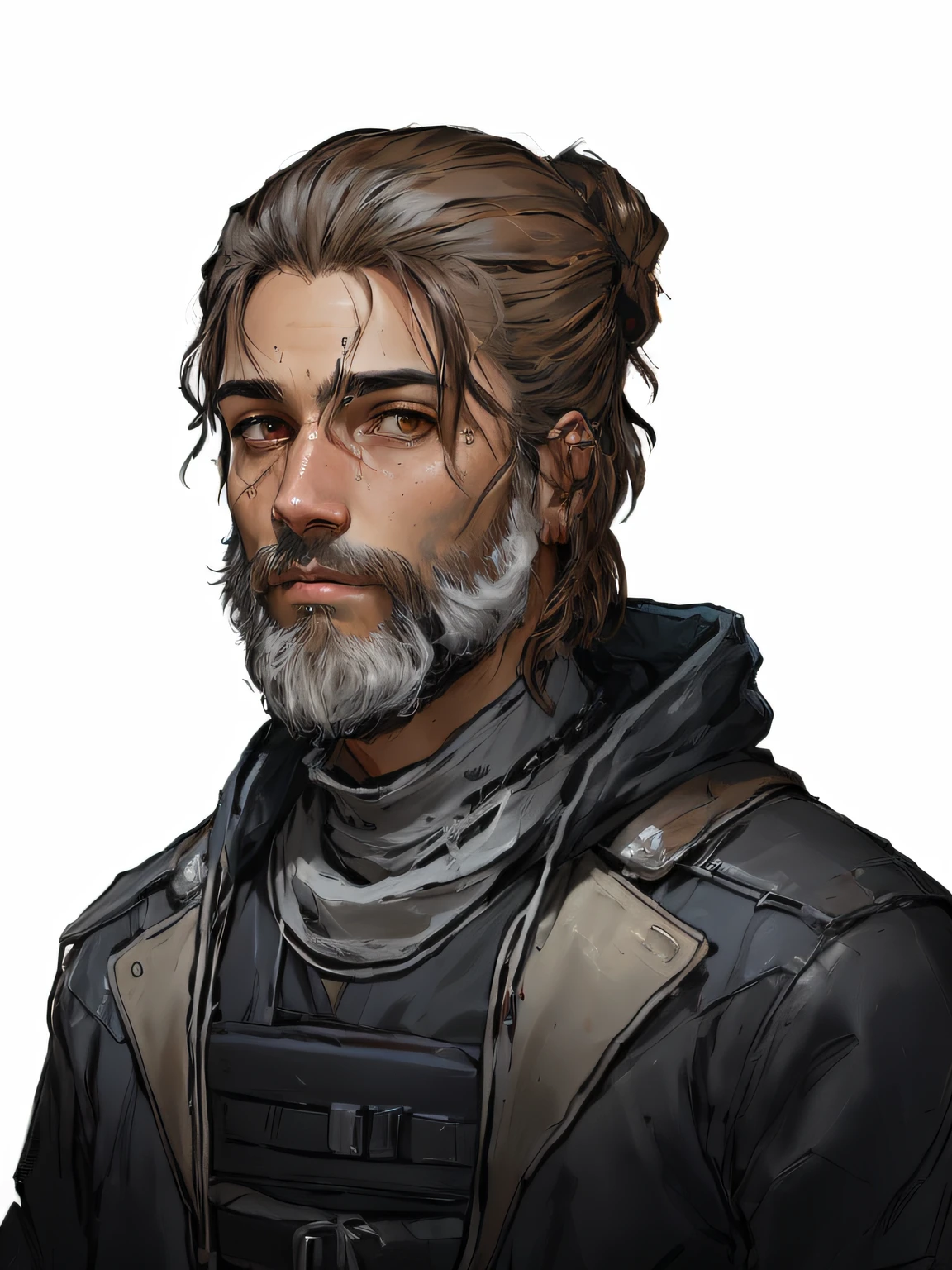 um desenho animado de um homem com barba e barba, retrato detalhado do caractere, um retrato de personagem, retrato headshot do personagem, Personagem de Apex Legends, retrato da arte do personagem, irreal 5. retrato de rpg, portrait of apex legends, retrato do personagem, arte do perfil do personagem, epic character portrait, arte detalhada do personagem, Personagem - Retrato, retrato de personagem pintado, Corvo Attano, arte conceitual do headshot do personagem