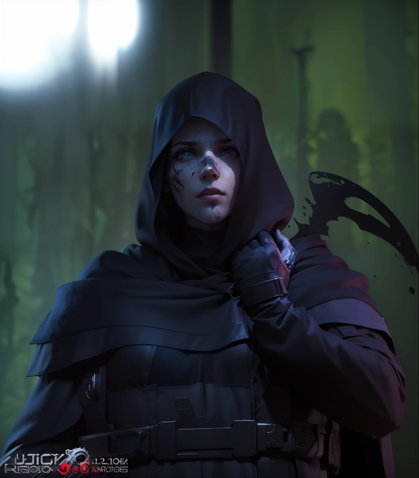 (highres:1.2,ultra-detailed:1.2,photo-realistic:1.37),ghost face, detailed eyes, detailed lips, video-game style, haunting atmosphere, menacing expression, [call of duty] character, vibrant colors, studio lighting.