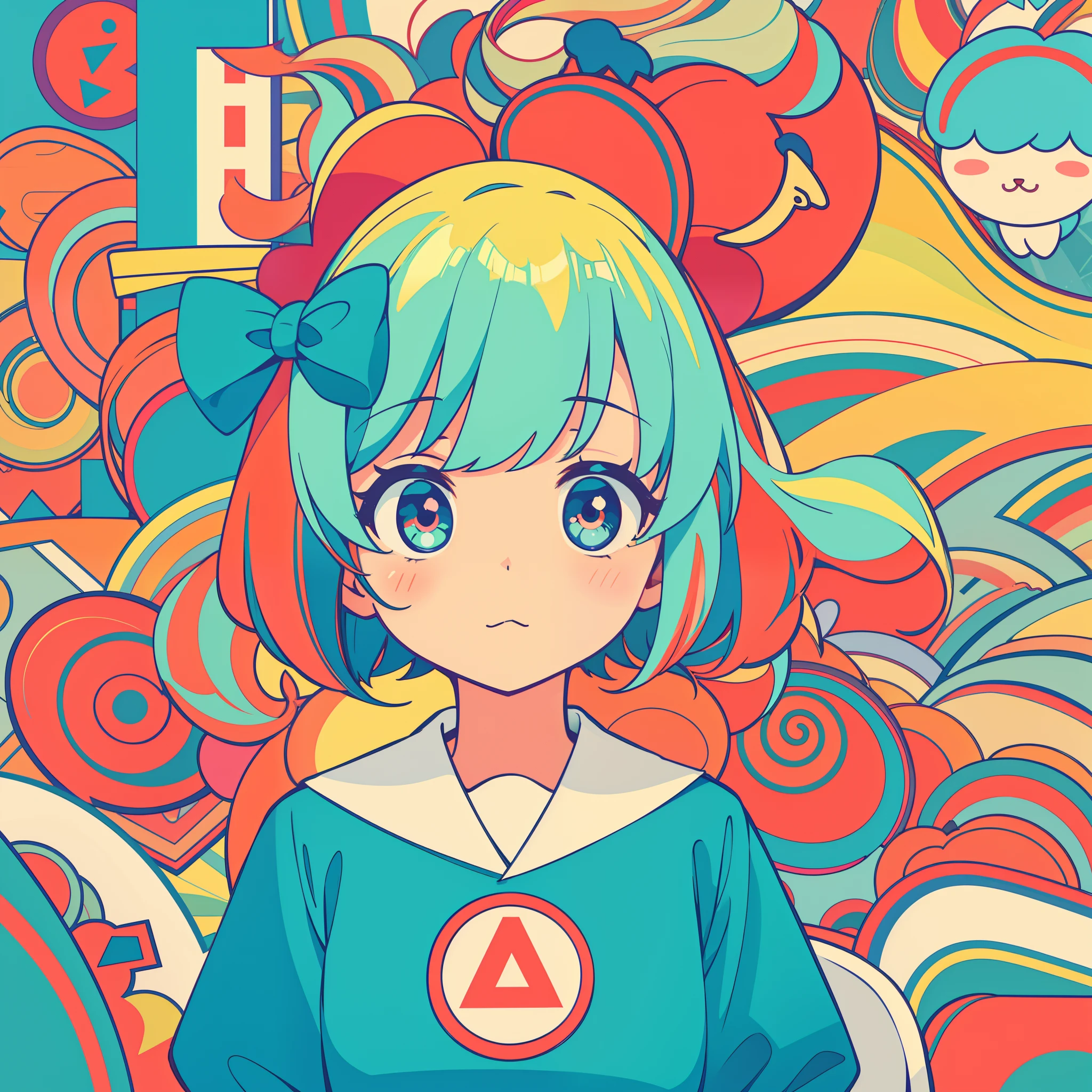 hightquality、A logo、colorful backdrop、Kawaii Girl