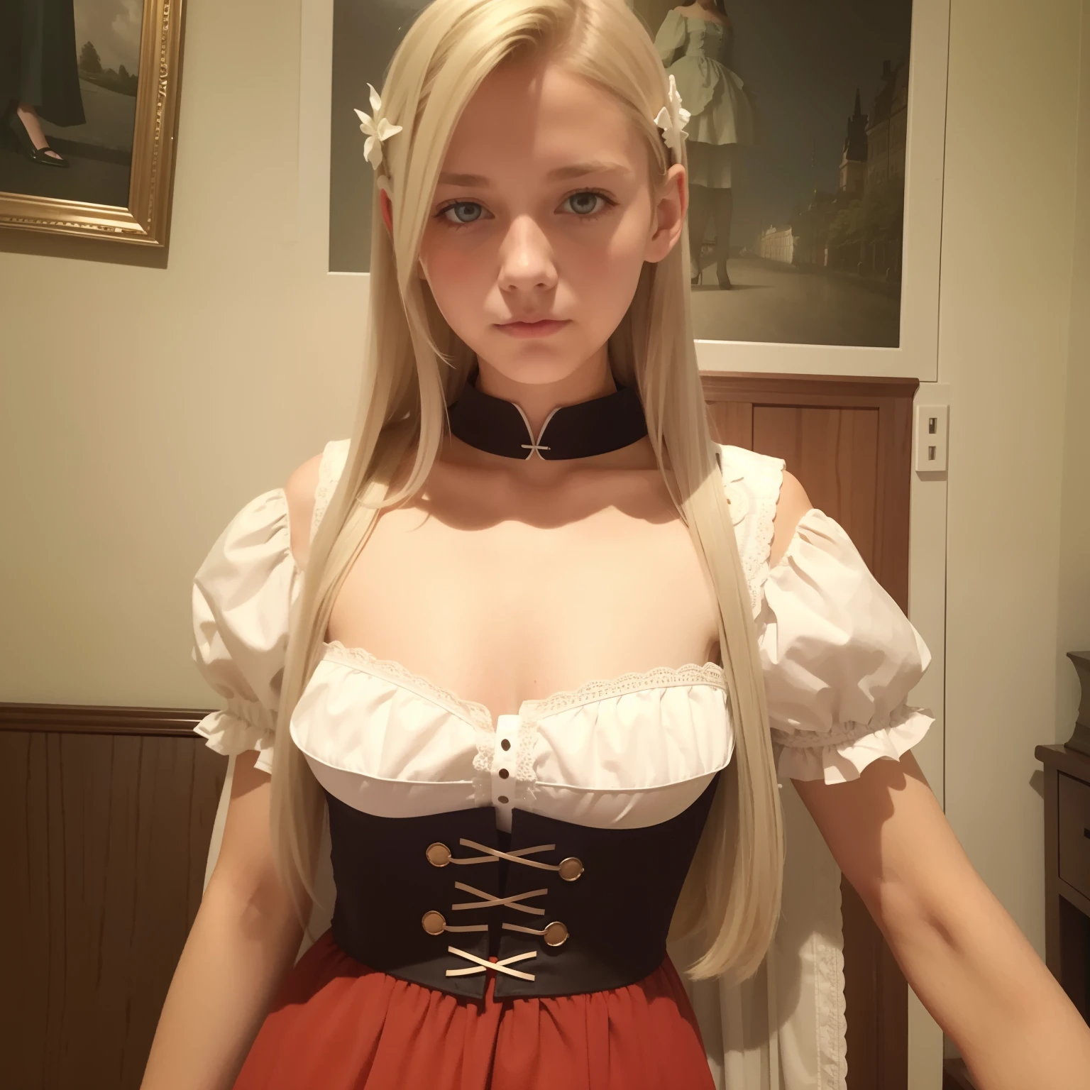 Scandinavian beautiful girl 、A slender、Wear the German national costume Diandré