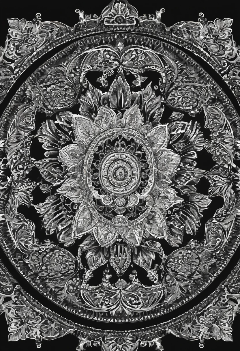 Create a meditation mandala with high degree of monochrome Ultra HD quality