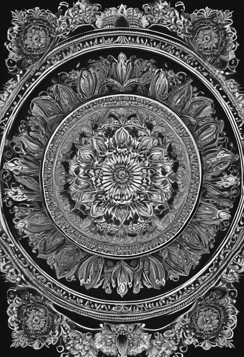 Create a meditation mandala with high degree of monochrome Ultra HD quality