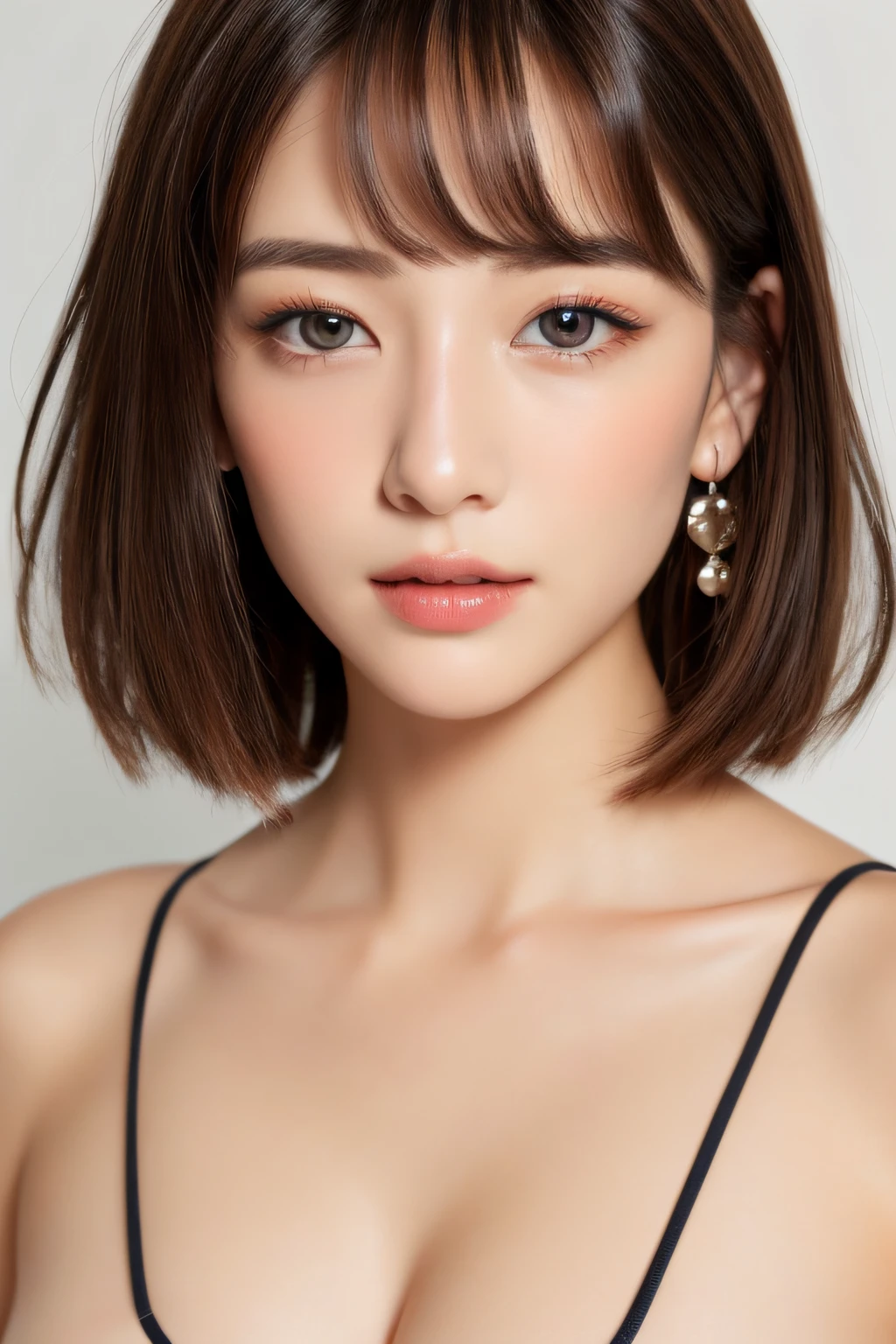 1womanl、Approximately 40 years old、Eye for extreme detail、Puffy eyes、big eye、Eyes in good shape。Brown-eyed、Brunette Bob Cut Shorthair、Detailed lips、(Very small micro bikini in pastel color thin fabric)、(Colossal tits:1.4)、Glamorous body、Natural makeup、Super Detail Face、Hair in super detail、Super detail body、(Cowboy Shot)、a navel、(thighs thighs thighs thighs)、(Model in the workshop)、(Photography Lighting:1.3)、Japanese, earrings, (Sweat), Best Quality, masutepiece, ultra-detailliert, 超A high resolution, Realistic, top-quality、8K、32K、masterpiece、(Raw photography)、(realisitic)、(Photorealsitic:1.2)、ultra-detailliert、extremely beautiful face and eyes、attractive bodies、Sexy body、Models with attractive bodies、Perfect female body、Sexy hot body、Sexy Woman、Beautiful fece、hard