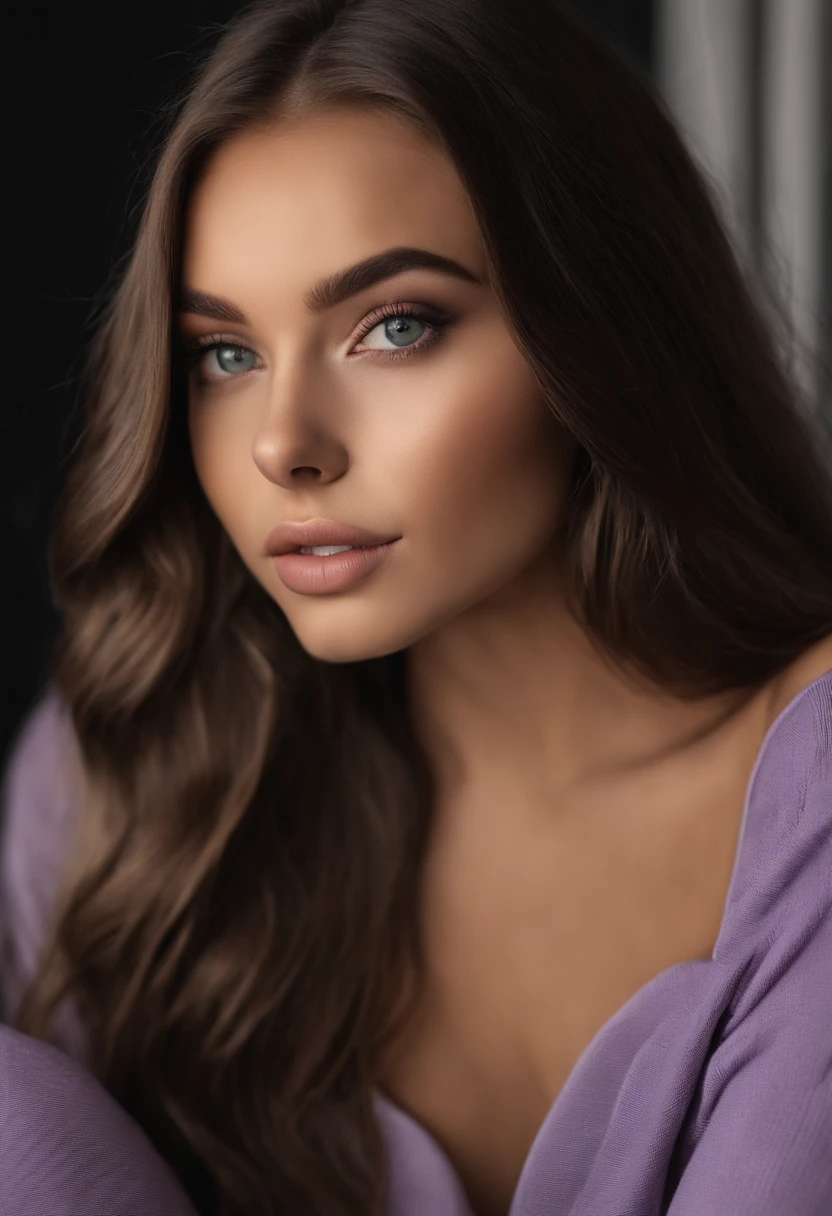 Arafed woman with black clothes, fille sexy aux yeux bruns, Portrait Sophie Mudd, cheveux bruns et grands yeux, selfie of a young woman, Yeux de chambre, Violet Myers, sans maquillage, maquillage naturel, looking straight at camera, Visage avec Artgram, Maquillage subtil, Superbe photo du corps entier, dans la chambre, clivage