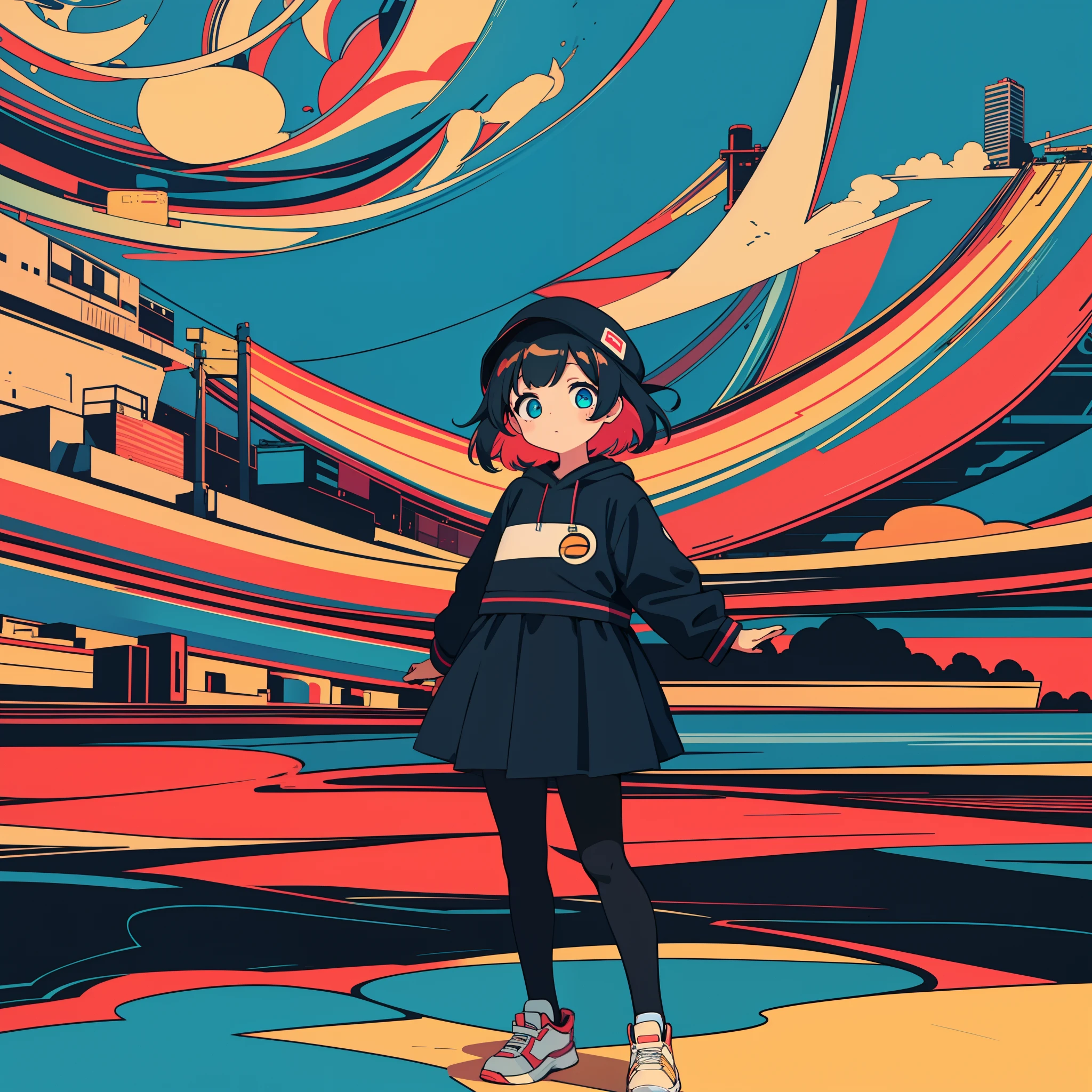 hightquality、A logo、colorful backdrop、Kawaii Girl