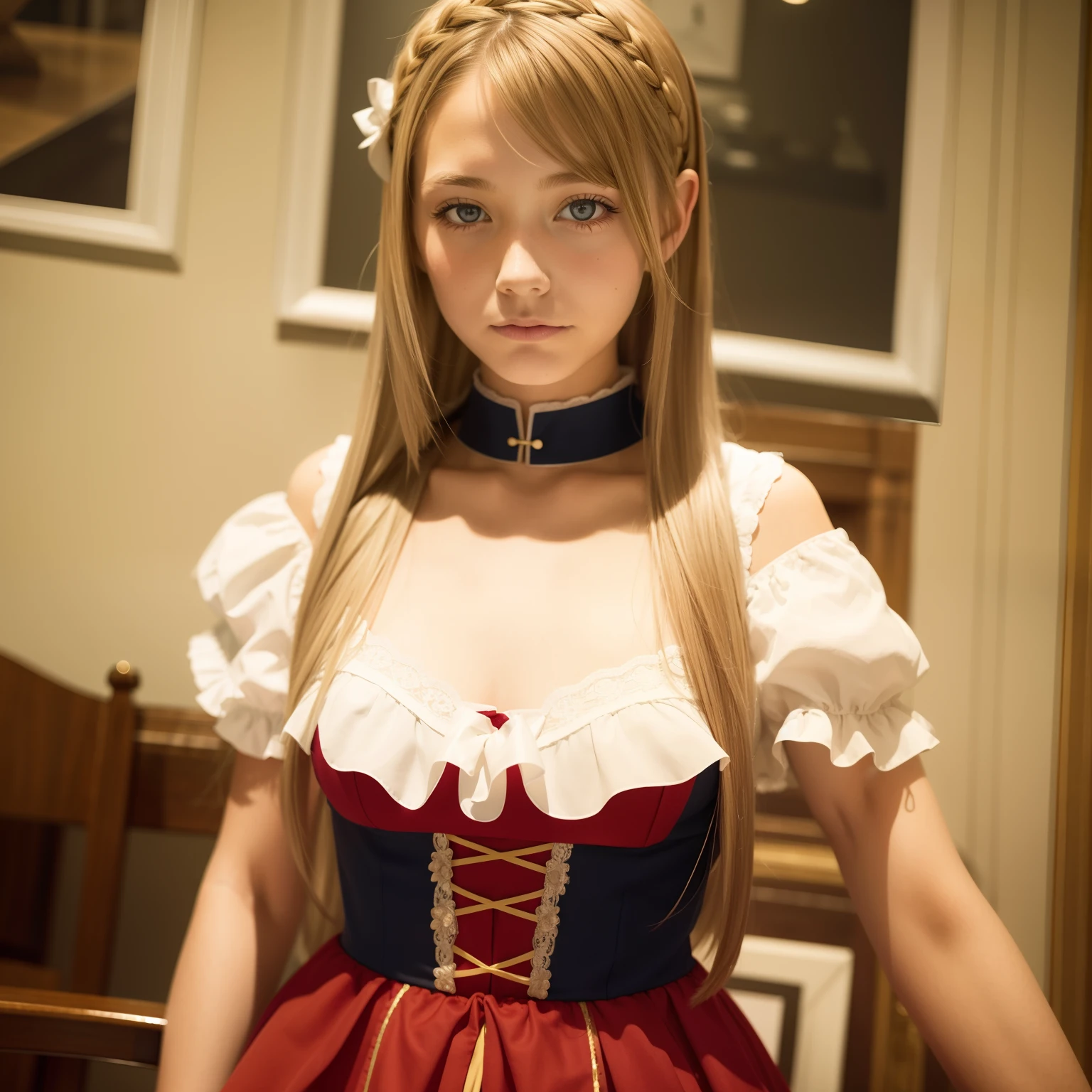 Scandinavian beautiful girl 16 years old、A slender、Wear the German national costume Diandré
