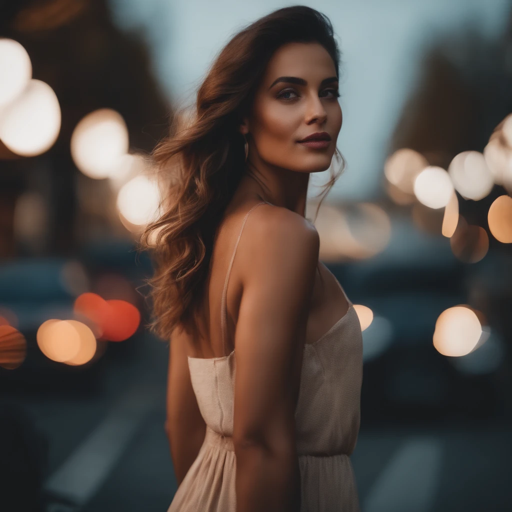 Portrait of a woman on the summer sunset street