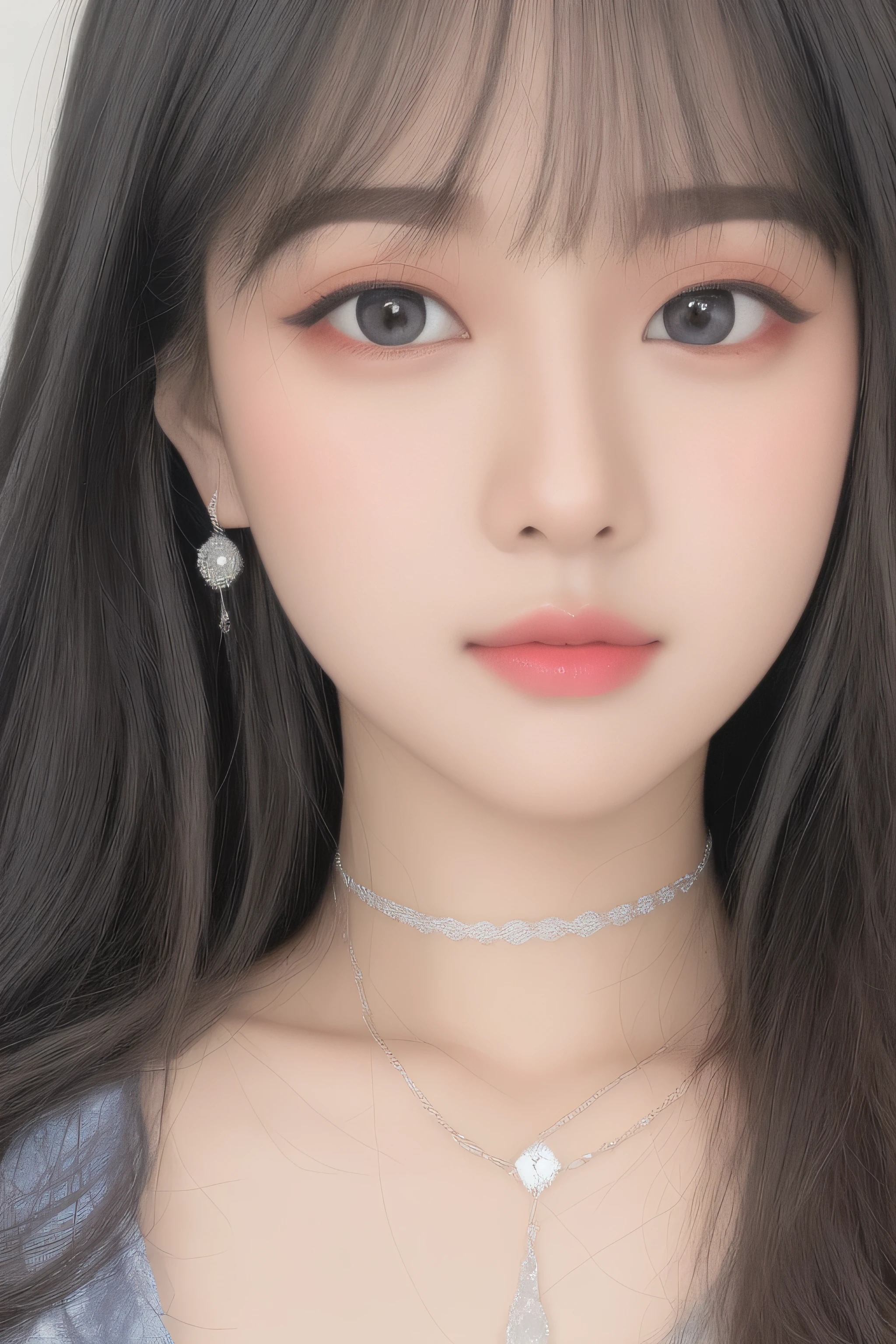 Best quality、tmasterpiece、A high resolution、1girll、Porcelain dress、hair adornments、choker necklace、jewely、pretty  face、Physically、Large breasts、mesmerizing eyes、Tyndall effect、realisticlying、Shadow Studio、edge lit、bicolor lighting、（highdetailskin：1.2）、8K, Ultra HD、Digital SLR、softlighting、high high quality、volumettic light、sneak shot、photore、A high resolution、4K、8K、The background is blurred out，