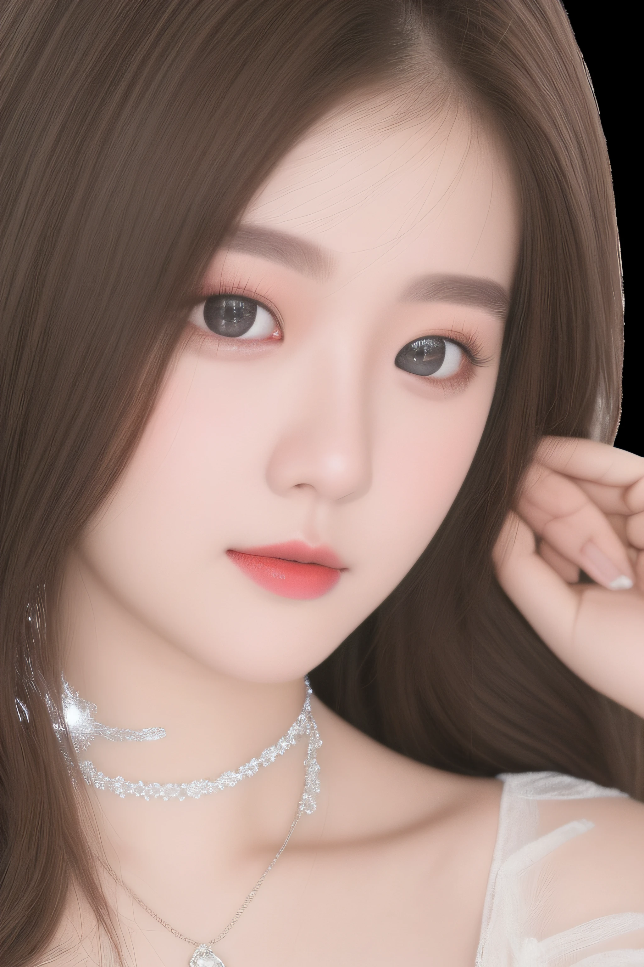 Best quality、tmasterpiece、A high resolution、1girll、Porcelain dress、hair adornments、choker necklace、jewely、pretty  face、Physically、Large breasts、mesmerizing eyes、Tyndall effect、realisticlying、Shadow Studio、edge lit、bicolor lighting、（highdetailskin：1.2）、8K, Ultra HD、Digital SLR、softlighting、high high quality、volumettic light、sneak shot、photore、A high resolution、4K、8K、The background is blurred out，