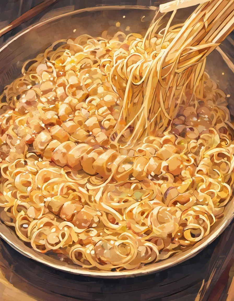 Delicious and tempting spicy noodles，Fresh vegetables are plentiful，The poached egg aroma is overflowing，The brown conch is delicious and delicious，Pepper has a strong flavor，The yellow bamboo shoots are crispy and delicious，The fungus has a delicate taste，Tofu has a good aftertaste，The noodles picked up by chopsticks are fragrant。illustration