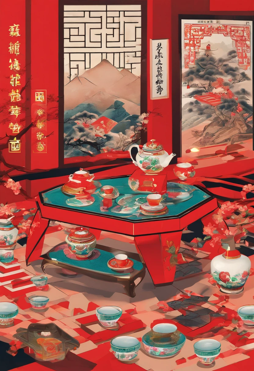 Medium Ceremony Room，Chinese tea table，Chinese tea set，Real Photographics