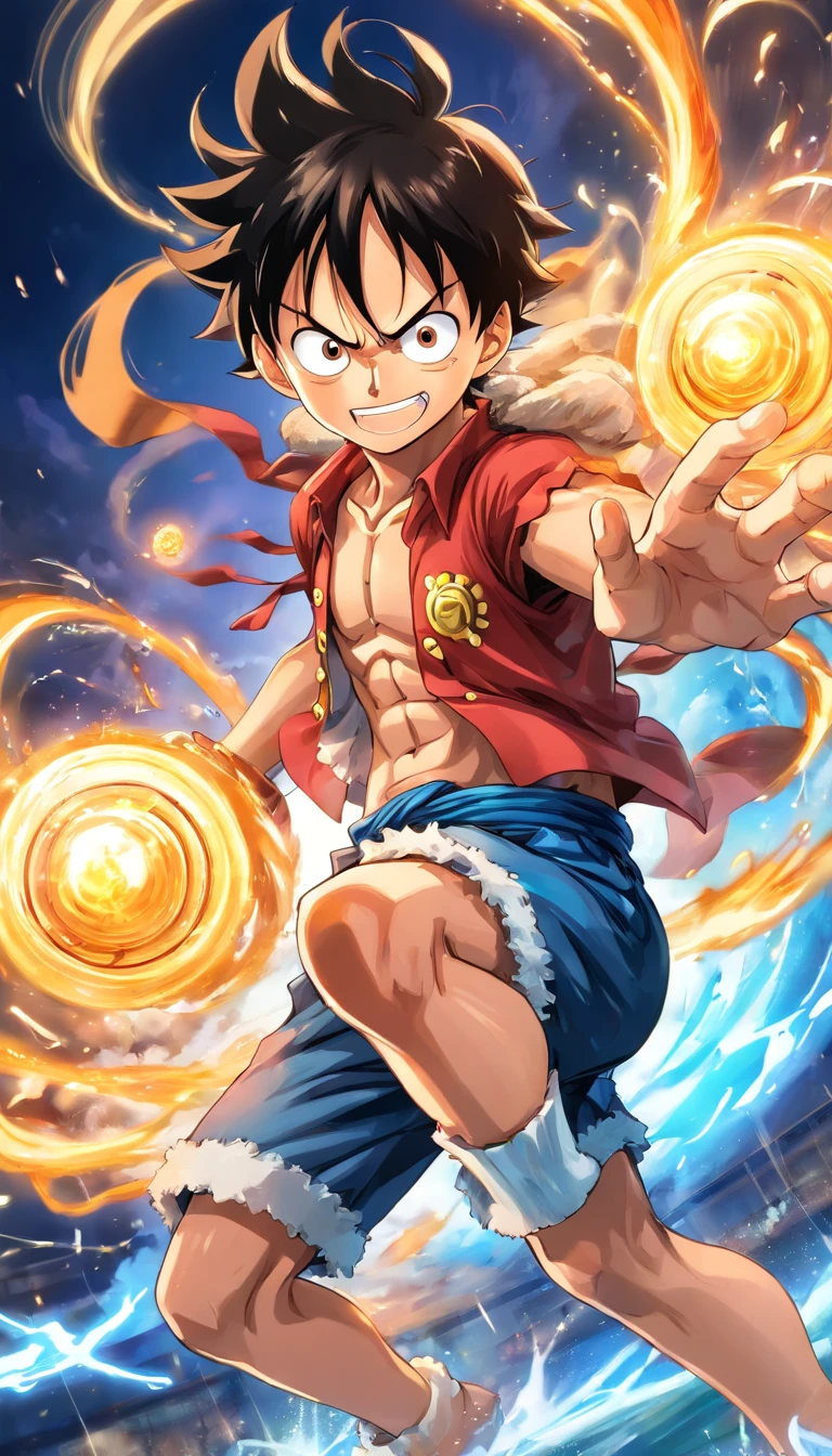 a detailed illustration of Monkey D. Luffy form Gear 5