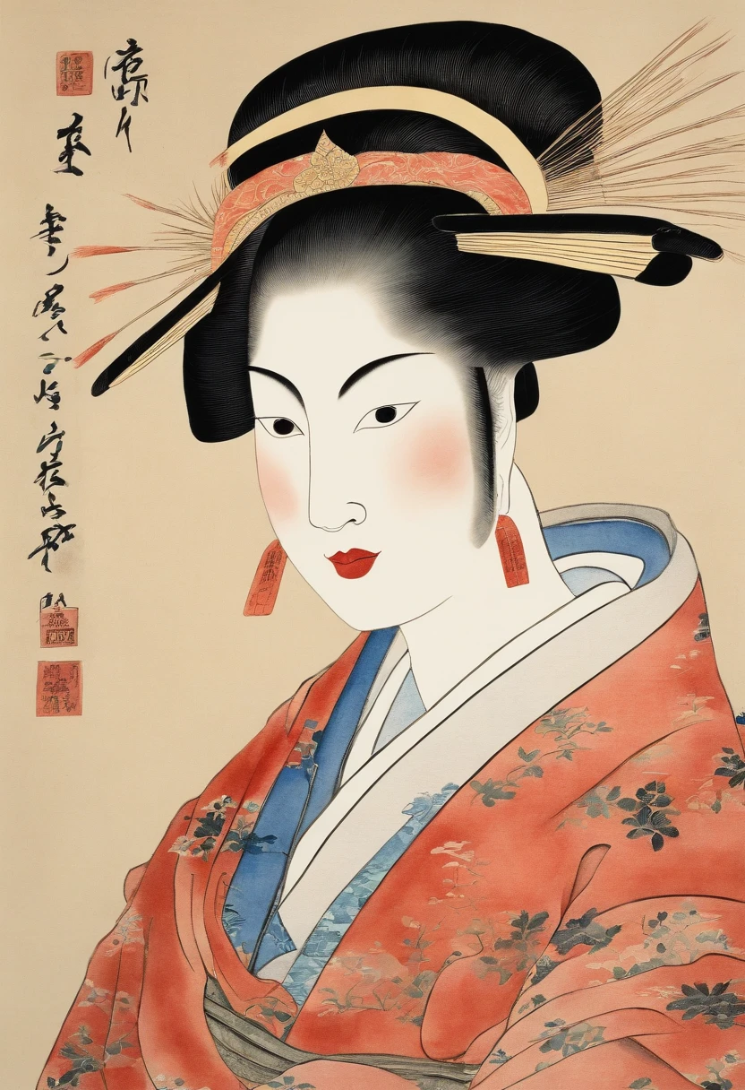 Best Quality, Kitagawa Utamaro's style, ukiyoe painting,Mask