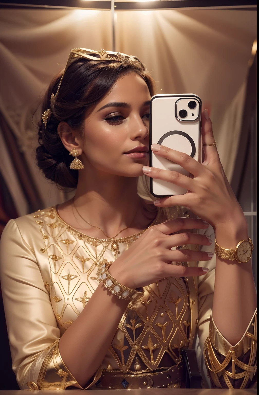 Beautiful girl in queen outfit