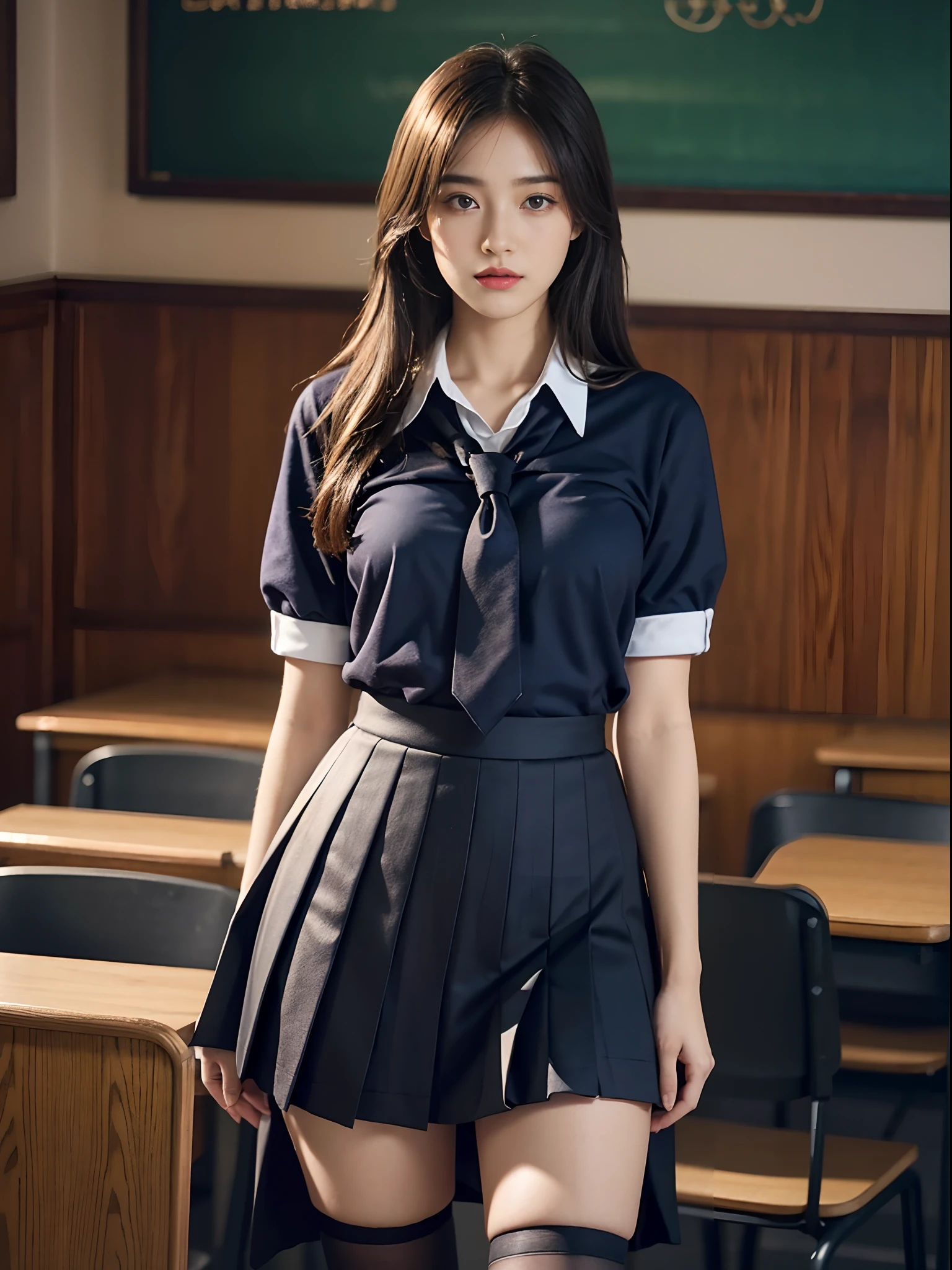 ulzzang-6500-v1.1, (raw photo:1.2), (photorealistic:1.4), beautiful detailed girl, very detailed eyes and face, beautiful detailed eyes, ridiculous, incredibly ridiculous, huge file size, super detailed, high resolution, very detailed, best quality, masterpiece, kemomimi, (((JK school uniform)), illustration, very detailed, CG, unified, 8k wallpaper, amazing, fine details, masterpiece, best quality, very detailed CG uniform 8k wallpaper, light on face, cinematic lighting, 1girl, 16 years old, ((no bra)), ()), ((dynamic pose)), (camel toe), (half), (pantyhose)