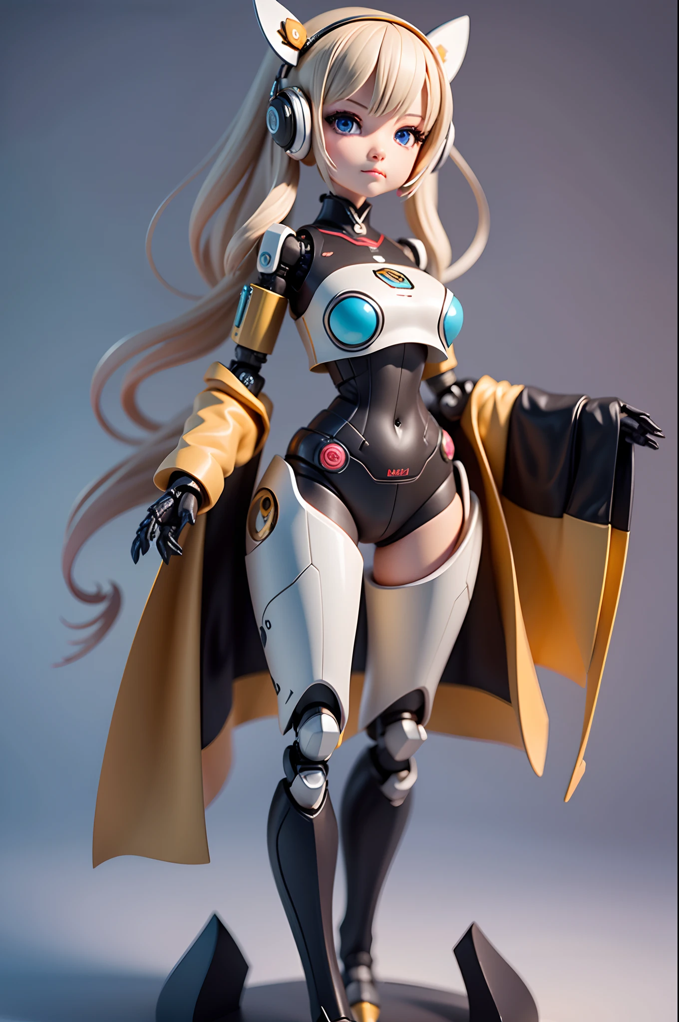 a close up of a figurine of a robot, beautiful robot character design, anime manga robot!! anime girl, trending on artstationh, cute elaborate epic robot, cute humanoid robot, trending on artstationhq, female mecha, trending on artstation:3, trending on character design, cyberpunk anime girl mech, 3d kid robot