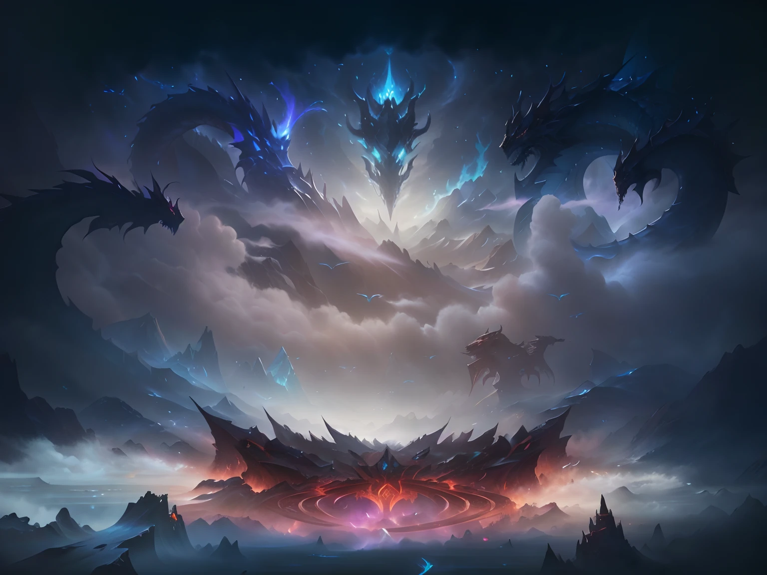 Close up of dragon painting in cloudy sky, League of Legends concept art, Riot game concept art, blizzard game concept art, league of legends arcane, league of legend illustration, Official Splash Art, league of legends splashart, Diablo digital concept art, Epic fantasy digital art style, blizzard concept art, league of legends art, an ominous fantasy illustration