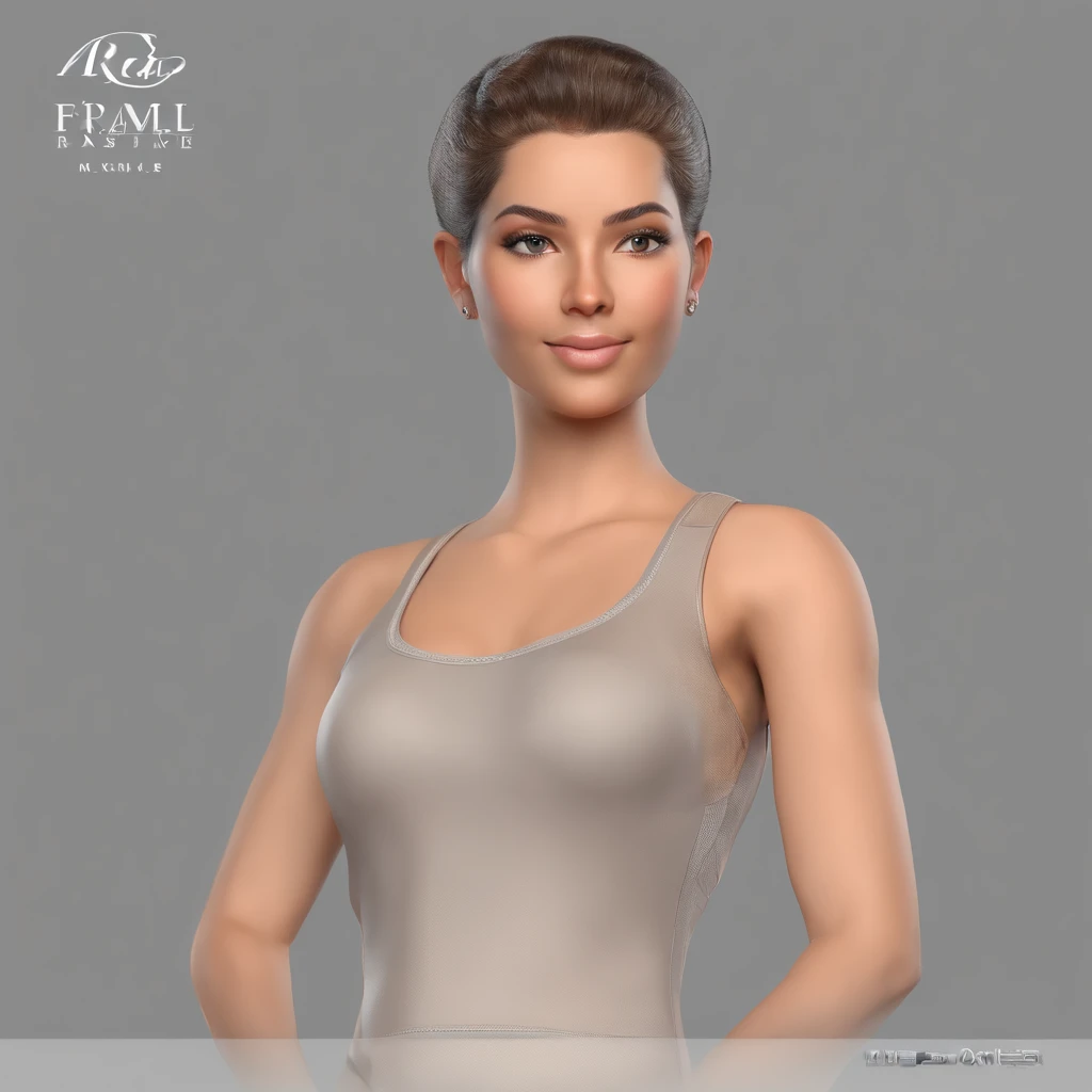 Menina brasileira no top do corte com rosto bonito e estrutura do corpo feminino com peitos frim