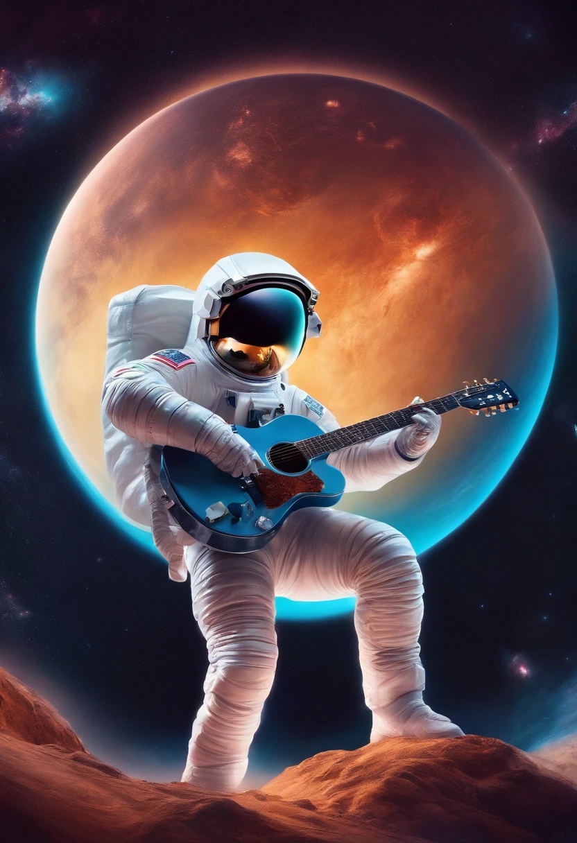 astronaut, Playing guitar in space
