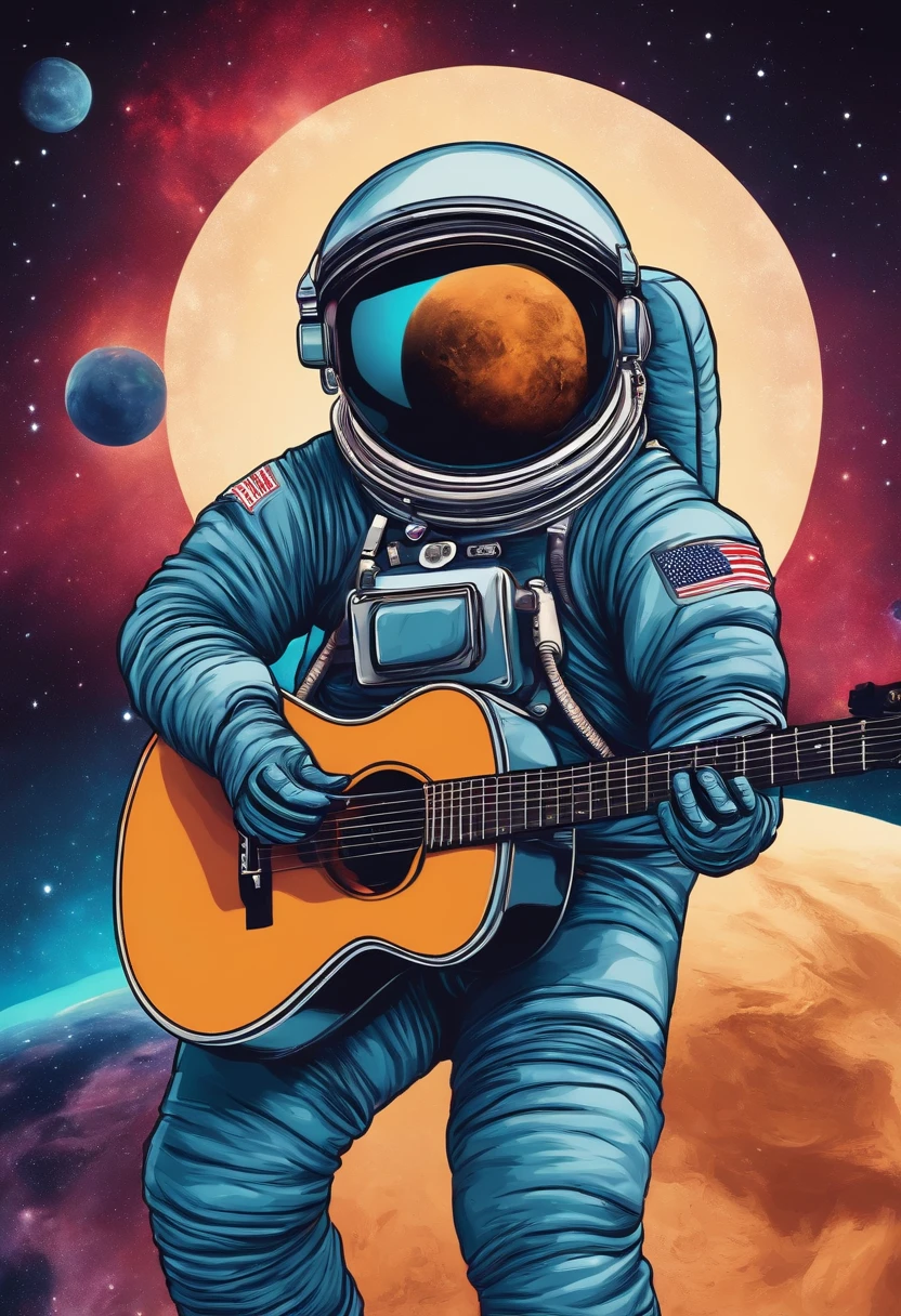 astronaut, Playing guitar in space