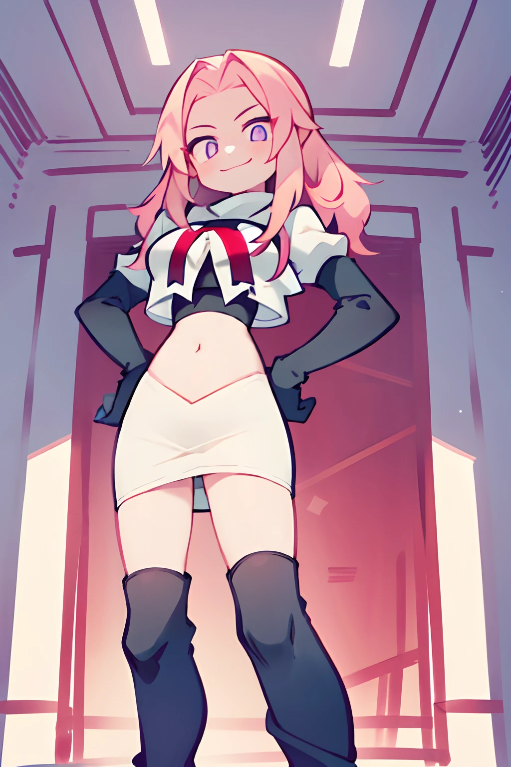 Highly detailed and realistic CG, Colorful, Masterpiece, Best Quality, magnificent, jewel-like eyes, 1girl, solo, loli, child, mesugaki, pink hair, long hair, nun cassock clothing, priest, black wedding veil, black bridal gauntlets, closed eyes smile, church, marriage, from pov, midium breasts, contrapposto, hair intakes, unexposed, skindentation, daizu,