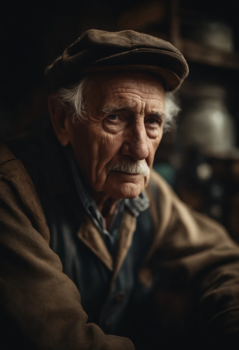 Portrait of a very old mechanic