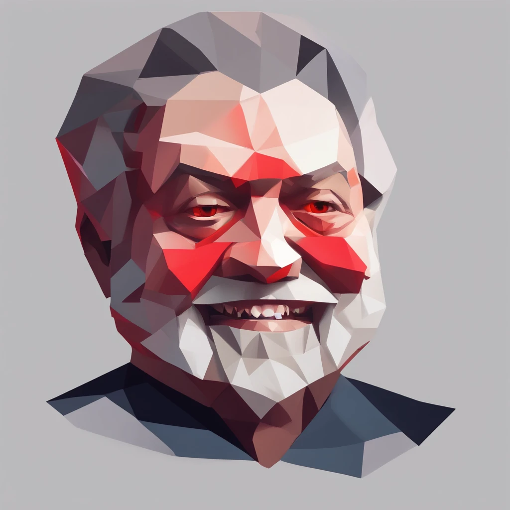 Brazil President Lula with a monster appearance, transformed into a powerful and frightening creature with red eyes and sharp teeth, displaying a terrifying smile that sends chills down the spine, emerging from a dark and threatening scene, realistic photo