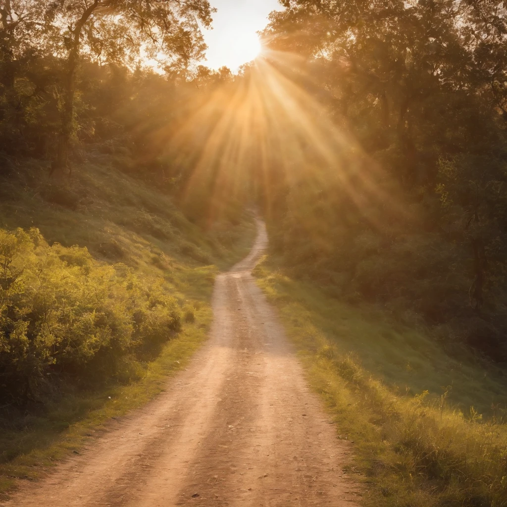 Encontre o Sol em Si. The inner Sun you encounter illuminates the outer path you walk. scenic view, foto utra realista. Humano, por do sol.